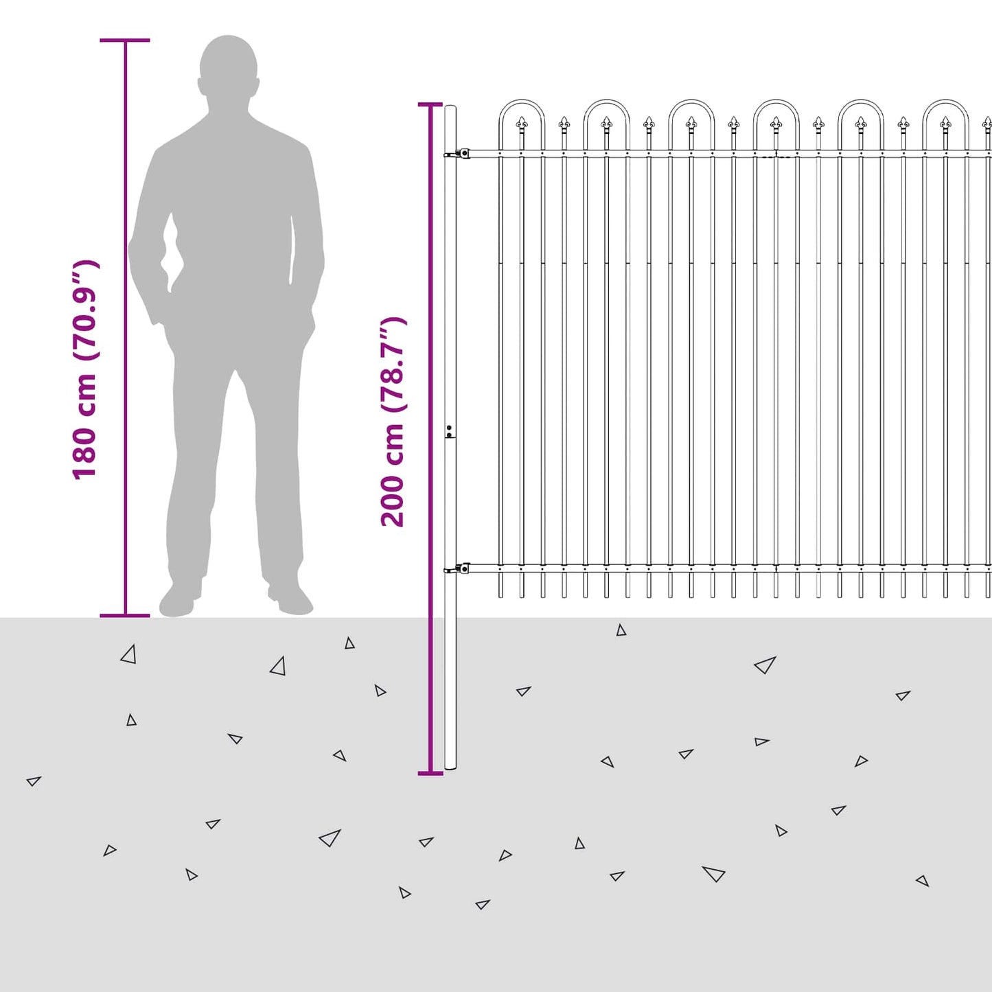 vidaXL Φράχτης Καμάρας με Άκρες DRONTEN 200 x 200 cm Μαύρο