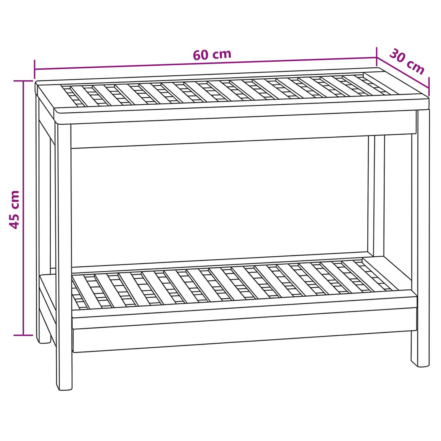 vidaXL Τραπέζι Πλευρικής Μπανιέρας Φυσικό 60 x 30 x 45 cm