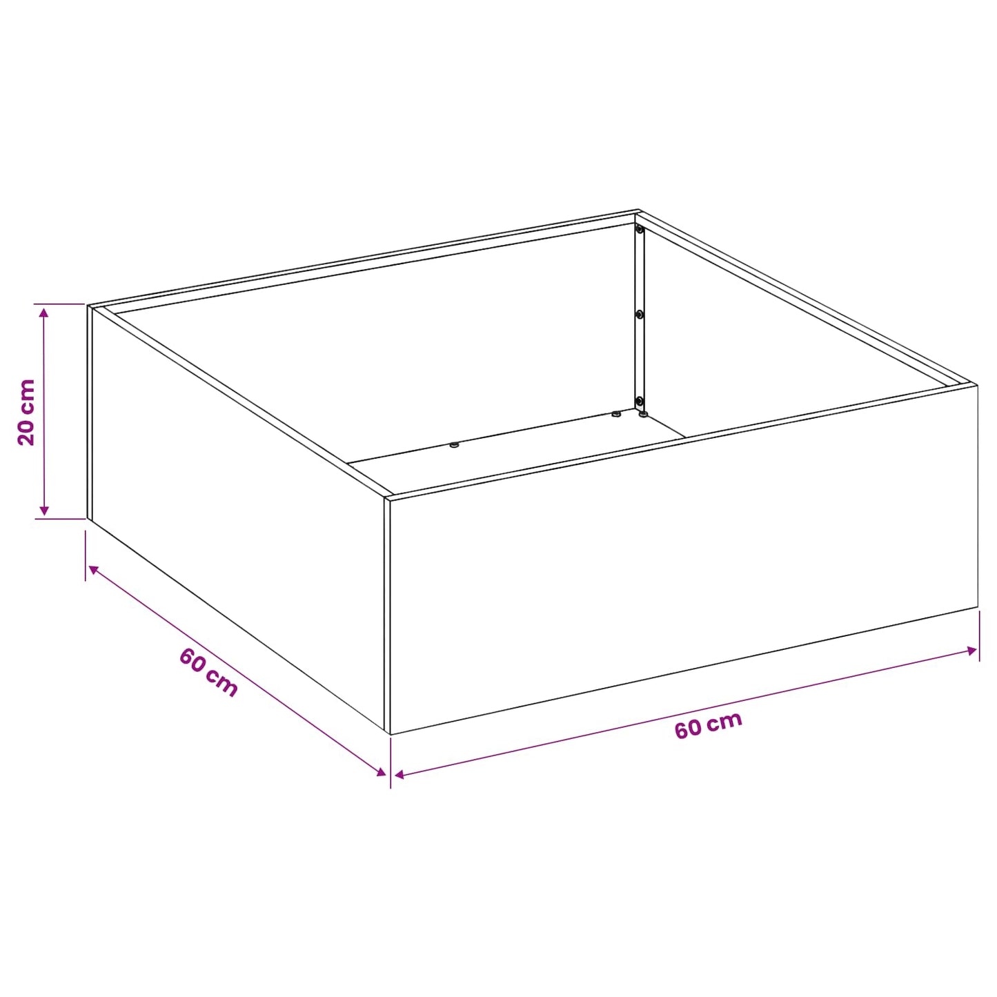 vidaXL Γλάστρα Κήπου Λευκό 60 x 60 x 20 εκ Ψυχρής έλασης χάλυβας