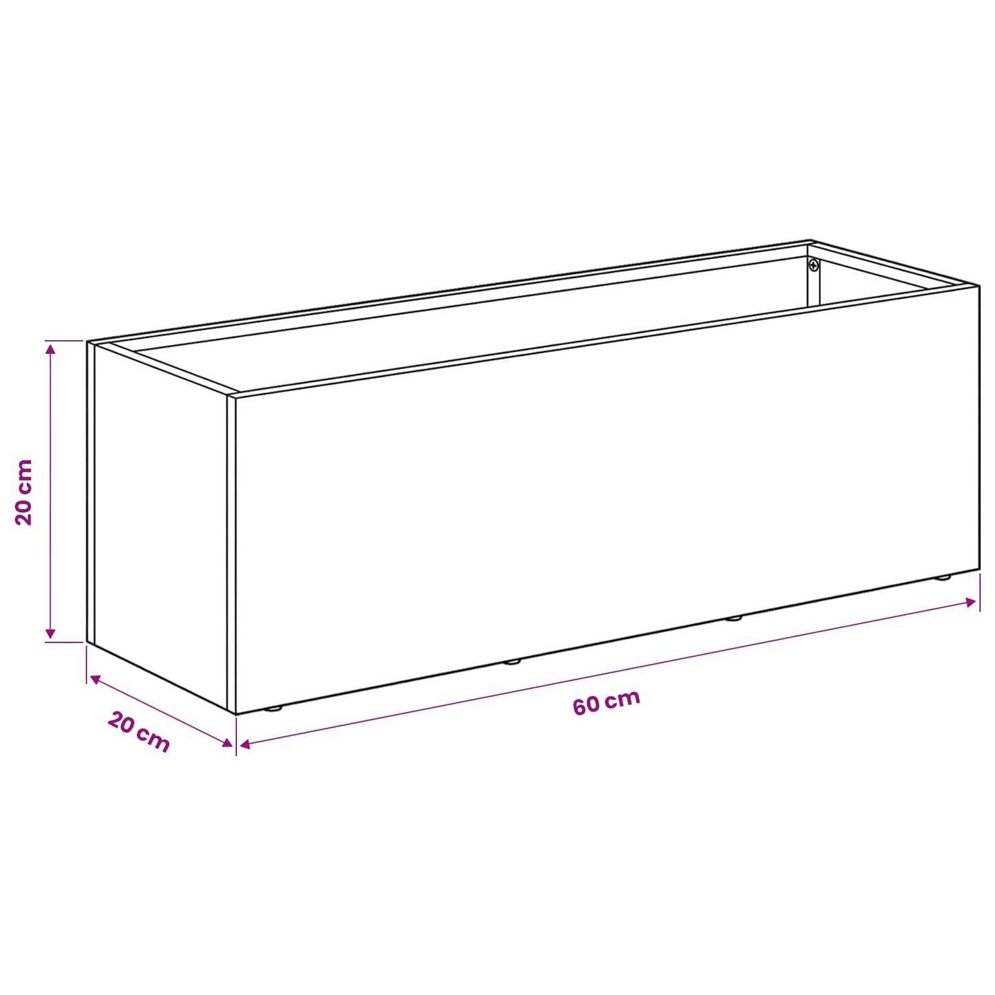 vidaXL Γλάστρα Κήπου Ασημί 60 x 20 x 20 εκ. Ανοξείδωτο Ατσάλι