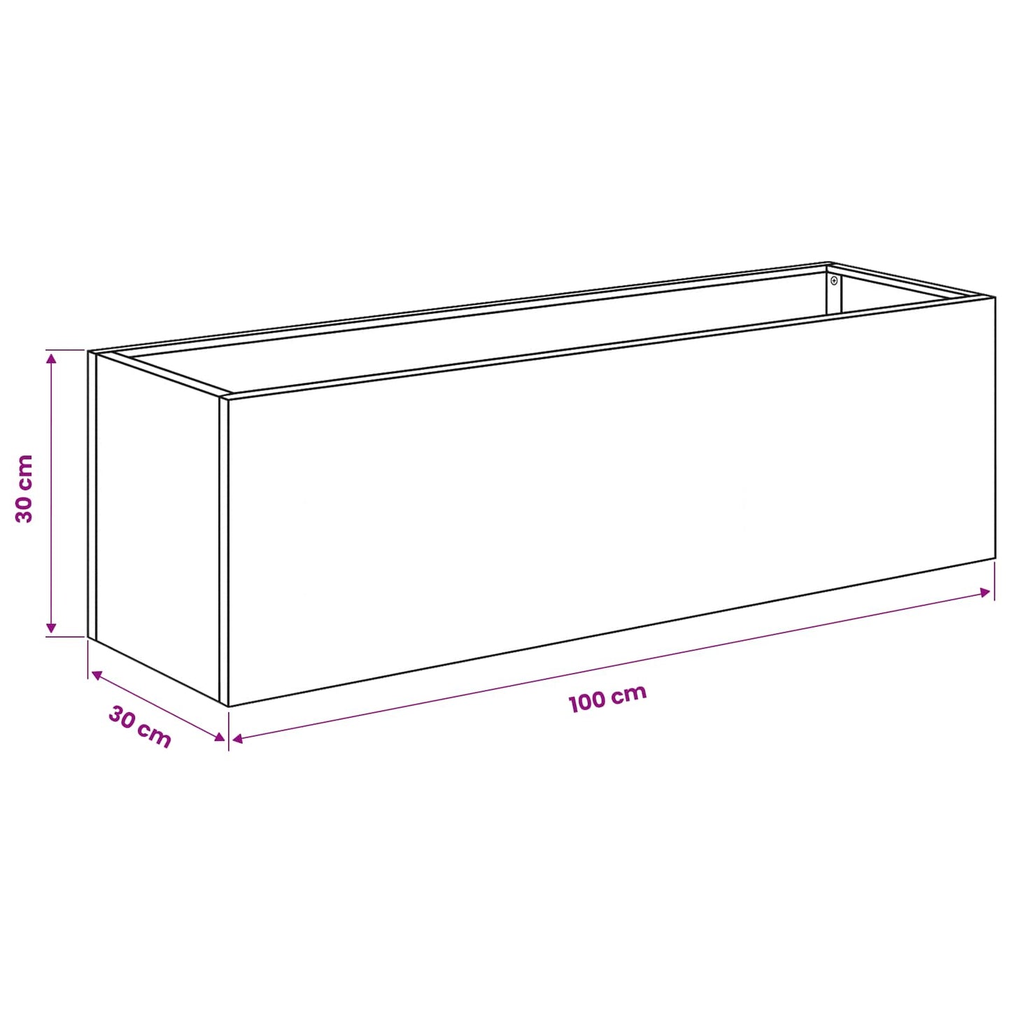 vidaXL Γλάστρα Κήπου Ασημί 100 x 30 x 30 cm Ανοξείδωτο Ατσάλι