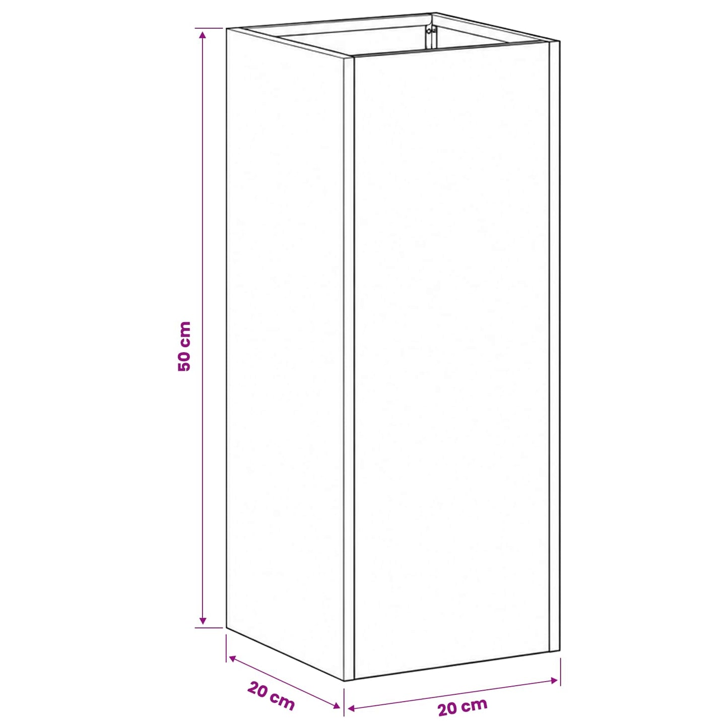 vidaXL Γλάστρα Κήπου 2 τμχ. Ασημί 20 x 20 x 50 εκ. Ανοξείδωτο Ατσάλι