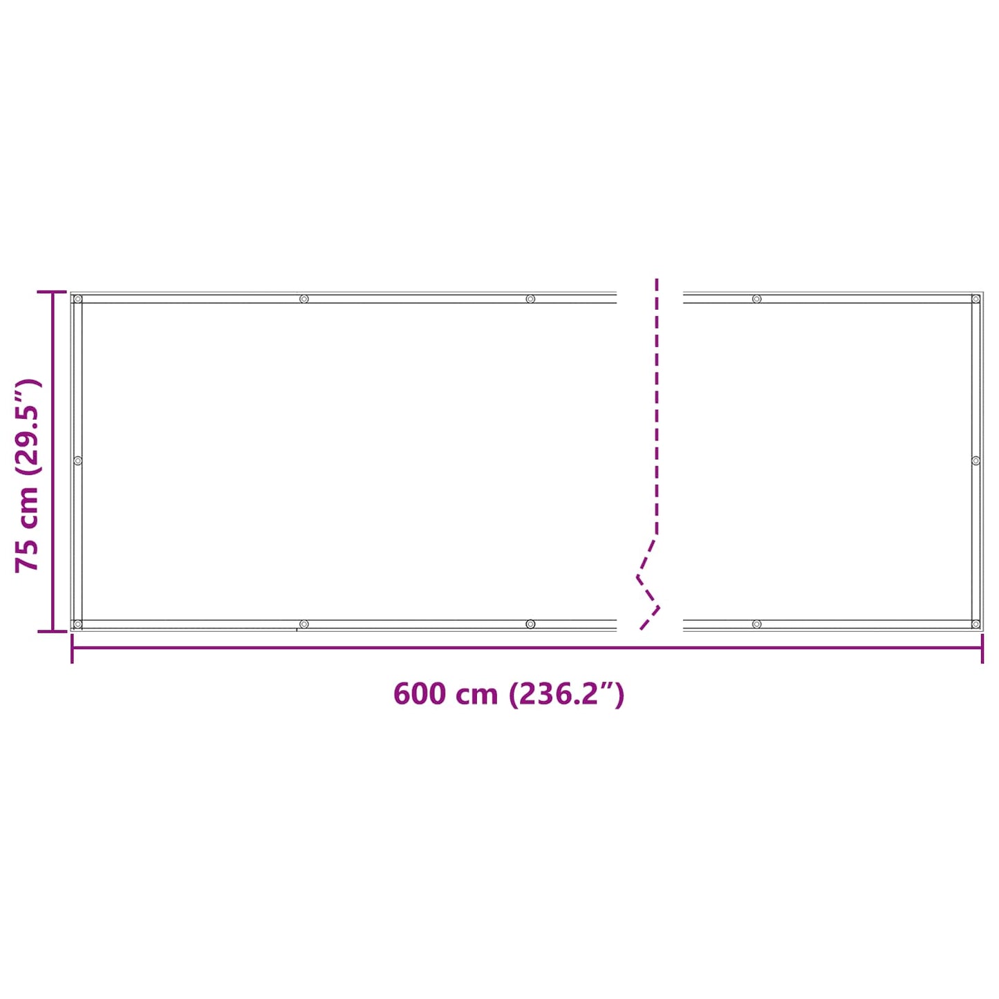vidaXL Οθόνη Μπαλκονιού Ορθογώνιος 75 x 600 cm Ύφασμα Όξφορντ