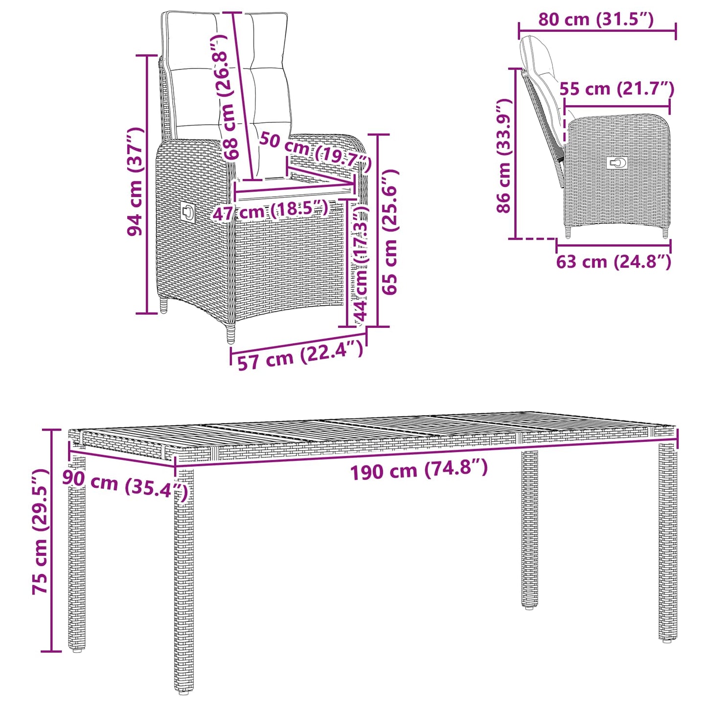 vidaXL Σετ Εξωτερικής Τραπέζης 7 τμχ. Ανοιχτό Γκρι και Σκούρο Γκρι