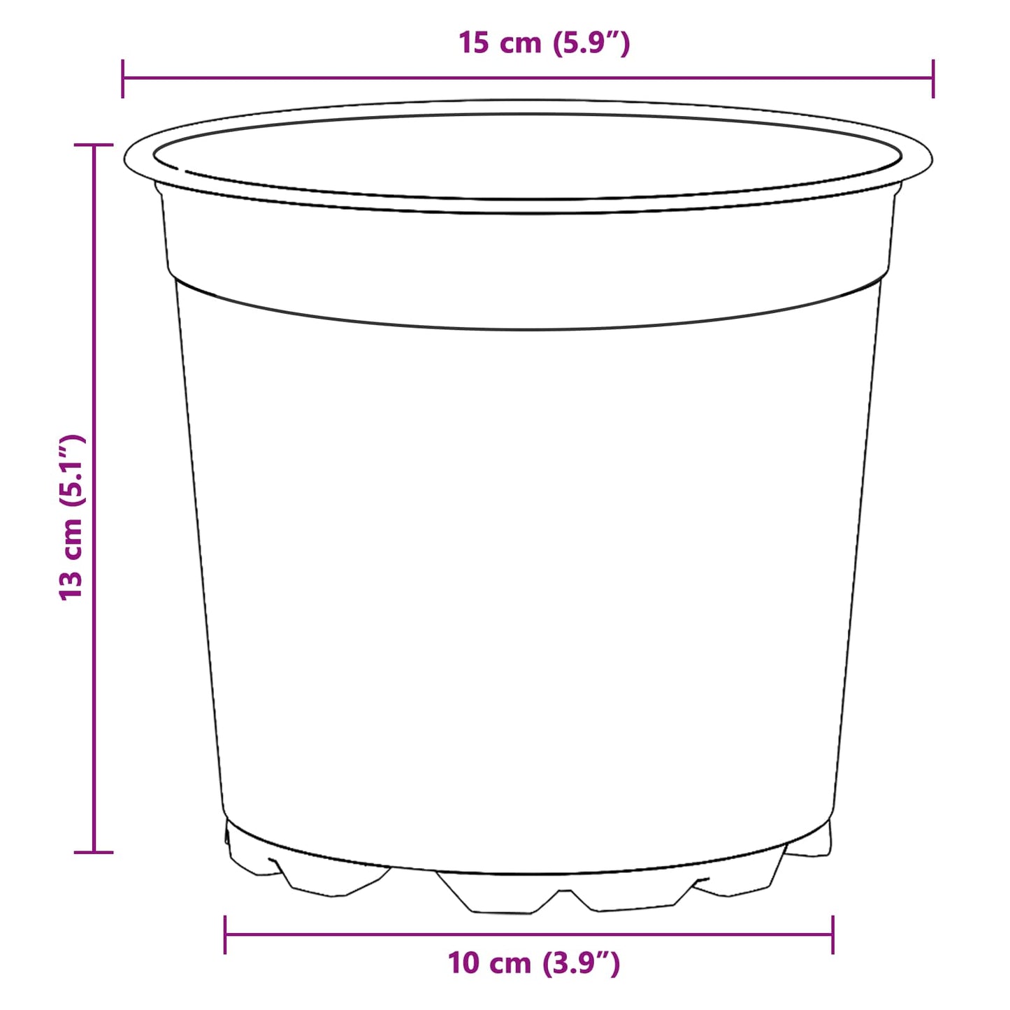 vidaXL Γλάστρα Λουλουδιών 100 pcs Μαύρο Ø 15 x 12.5 εκ. Πλαστικό