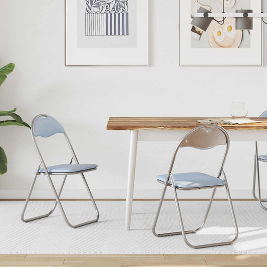 vidaXL Πτυσσόμενη Καρέκλα 2 pcs Γκρι 48 x 43,5 x 81 εκ. Τεχνητό Δέρμα