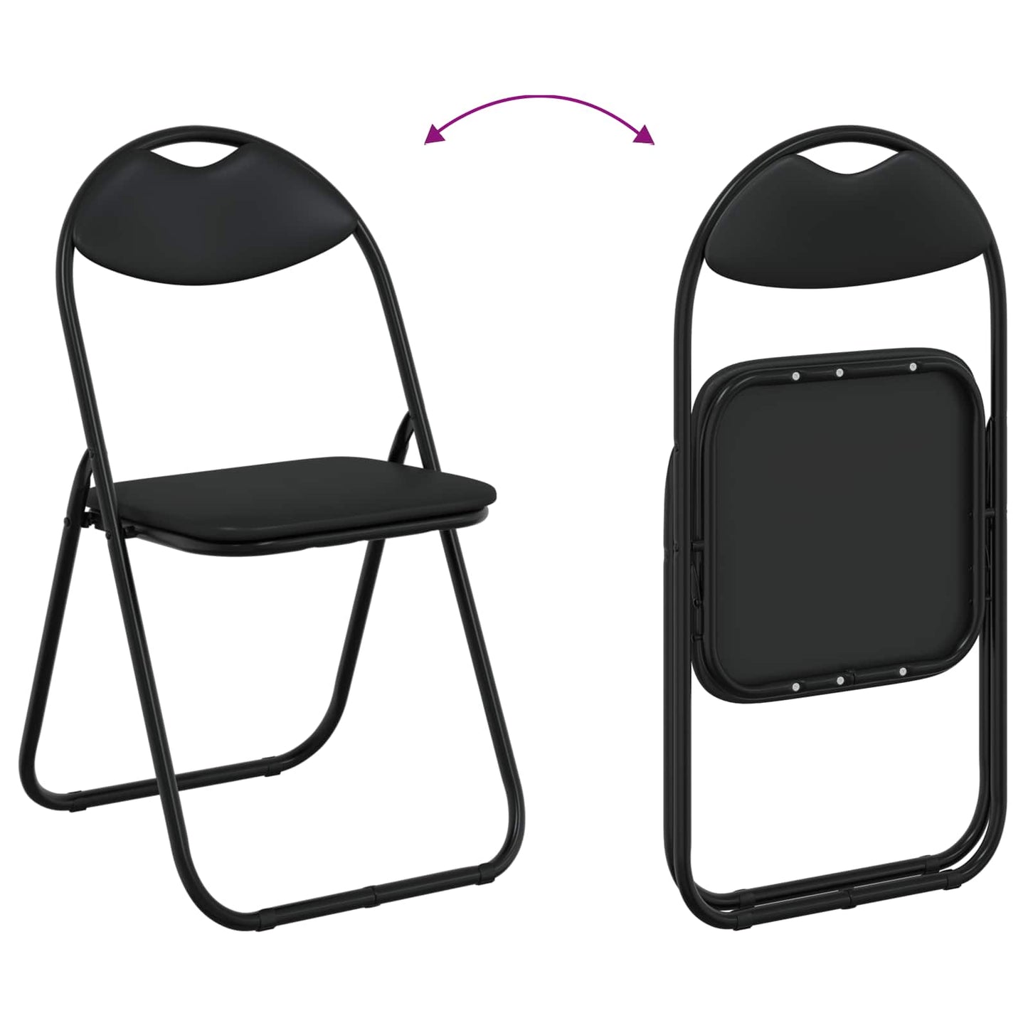 vidaXL Σαλονάκι Τραπεζαρίας Αναδιπλούμενο 8 pcs Μαύρο PVC ατσάλι