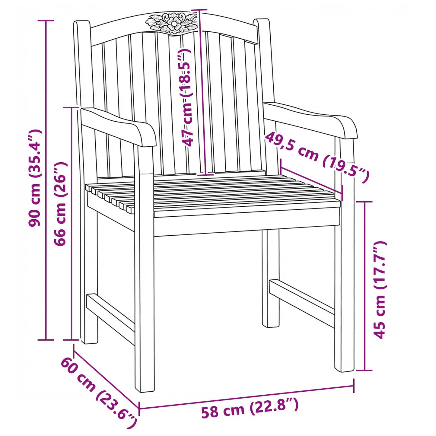 vidaXL Χειροποίητη καρέκλα ροζ 2 pcs Φυσικό 58 x 60 x 90 εκ