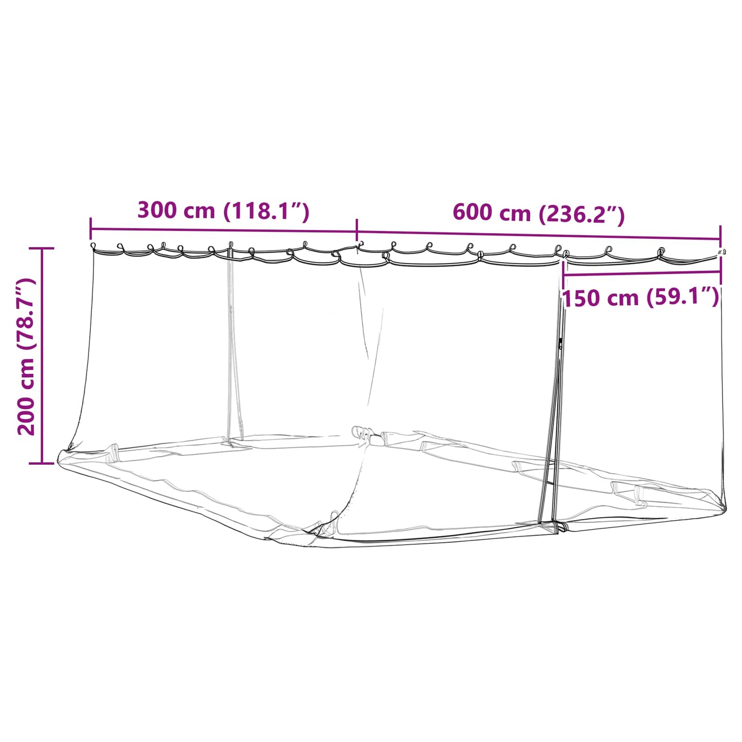 vidaXL Κουνούπι για Περίπτερο 220 mesh Λευκό 6 x 3 x 2 m Πολυεστέρας
