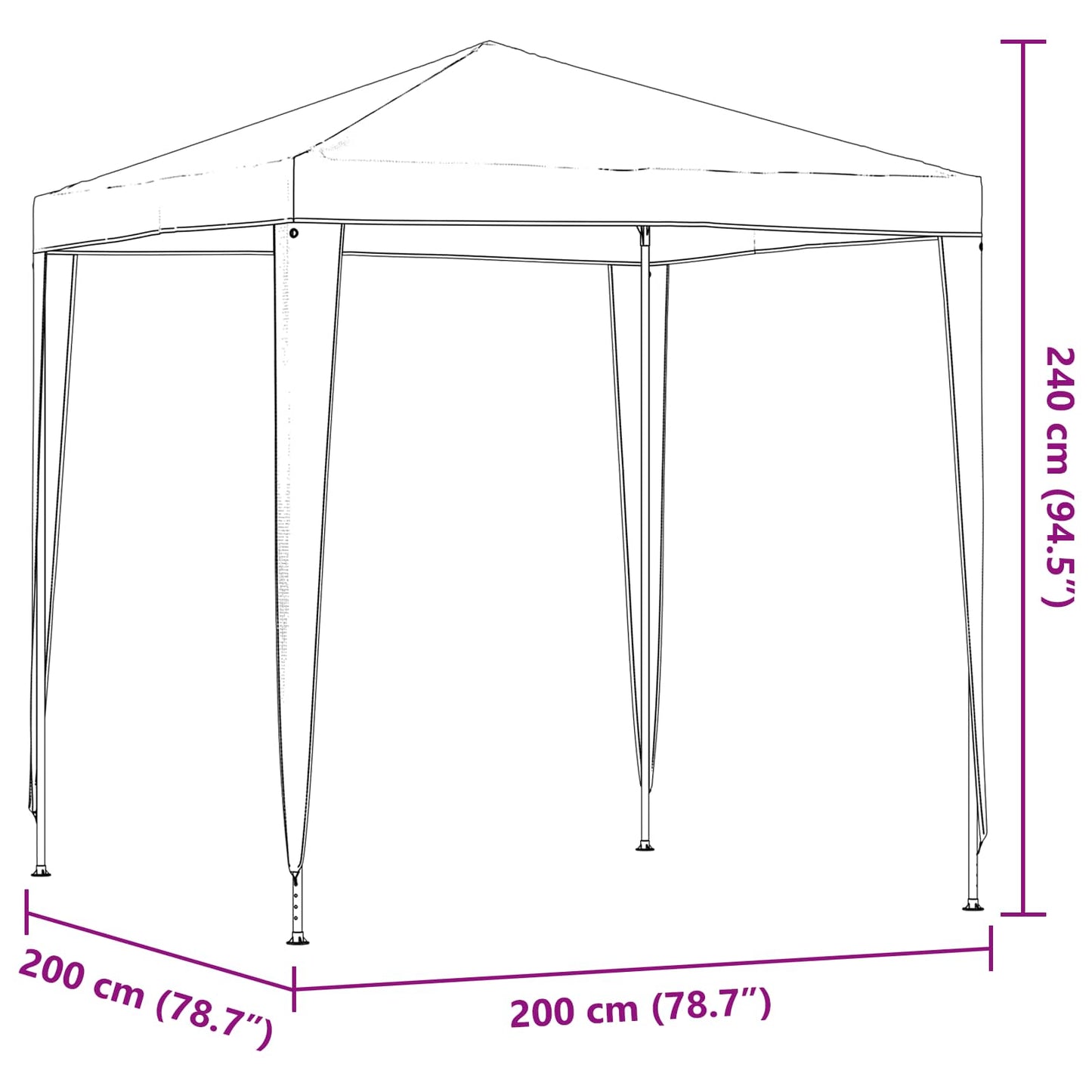 vidaXL Σκηνή Πάρτυ 200 x 200 x 240 εκ Ανοιχτό γκρι