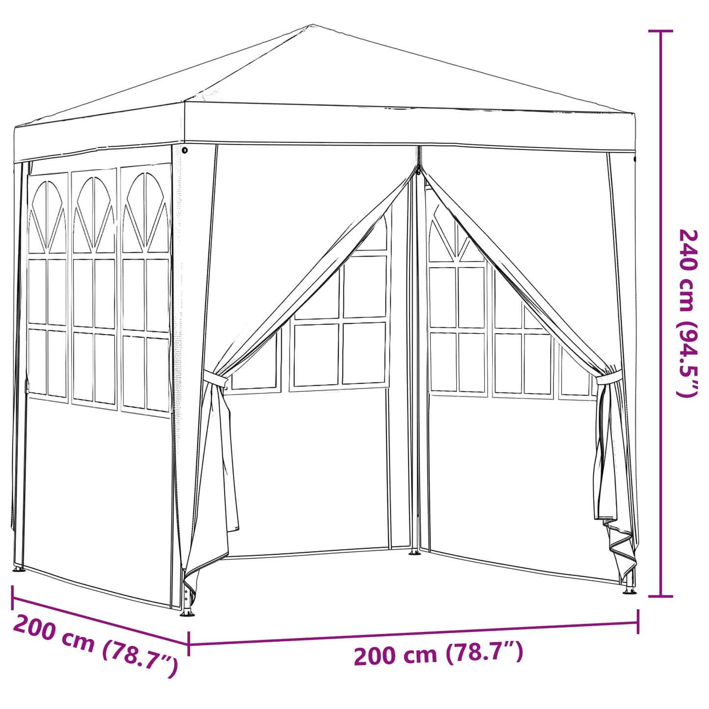 vidaXL Σκηνή Πάρτυ Κόκκινο 200 x 200 x 240 εκ