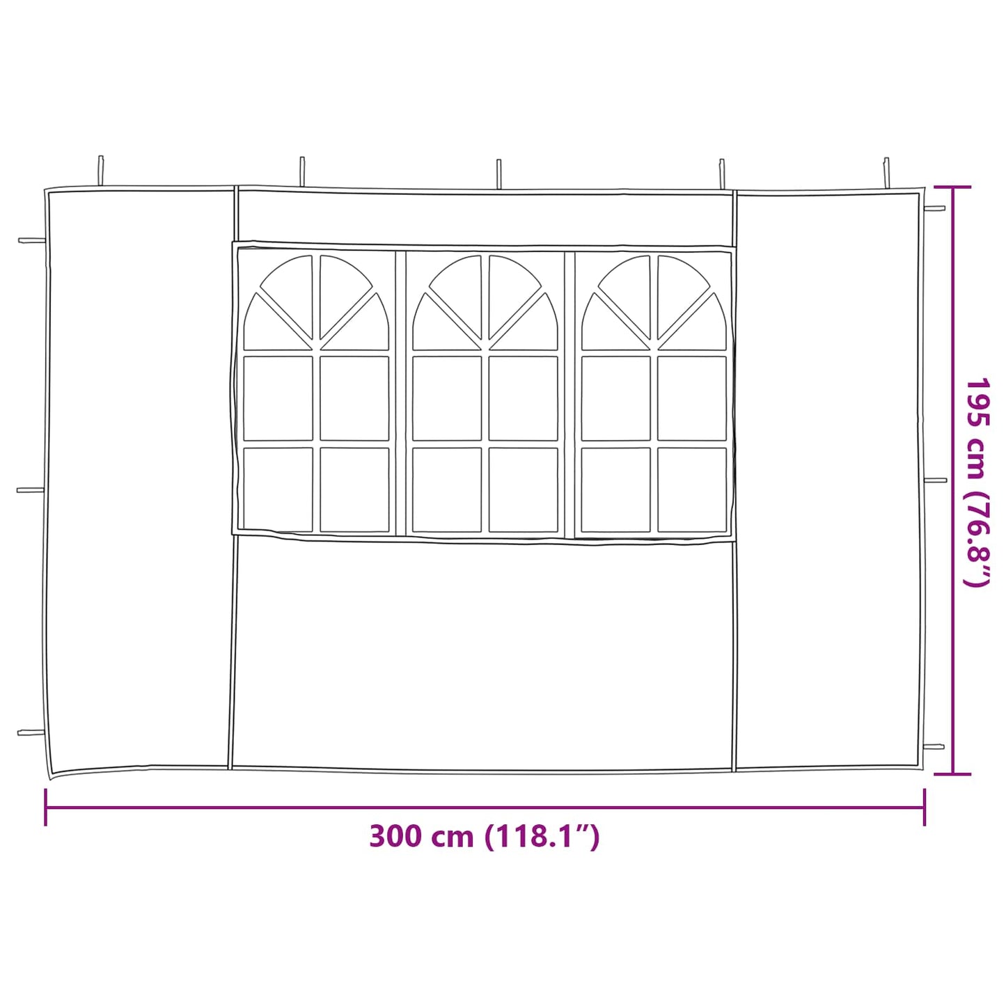 vidaXL Πλευρική Σκηνής Πάρτι 2 pcs 300 x 195 εκ Κόκκινο