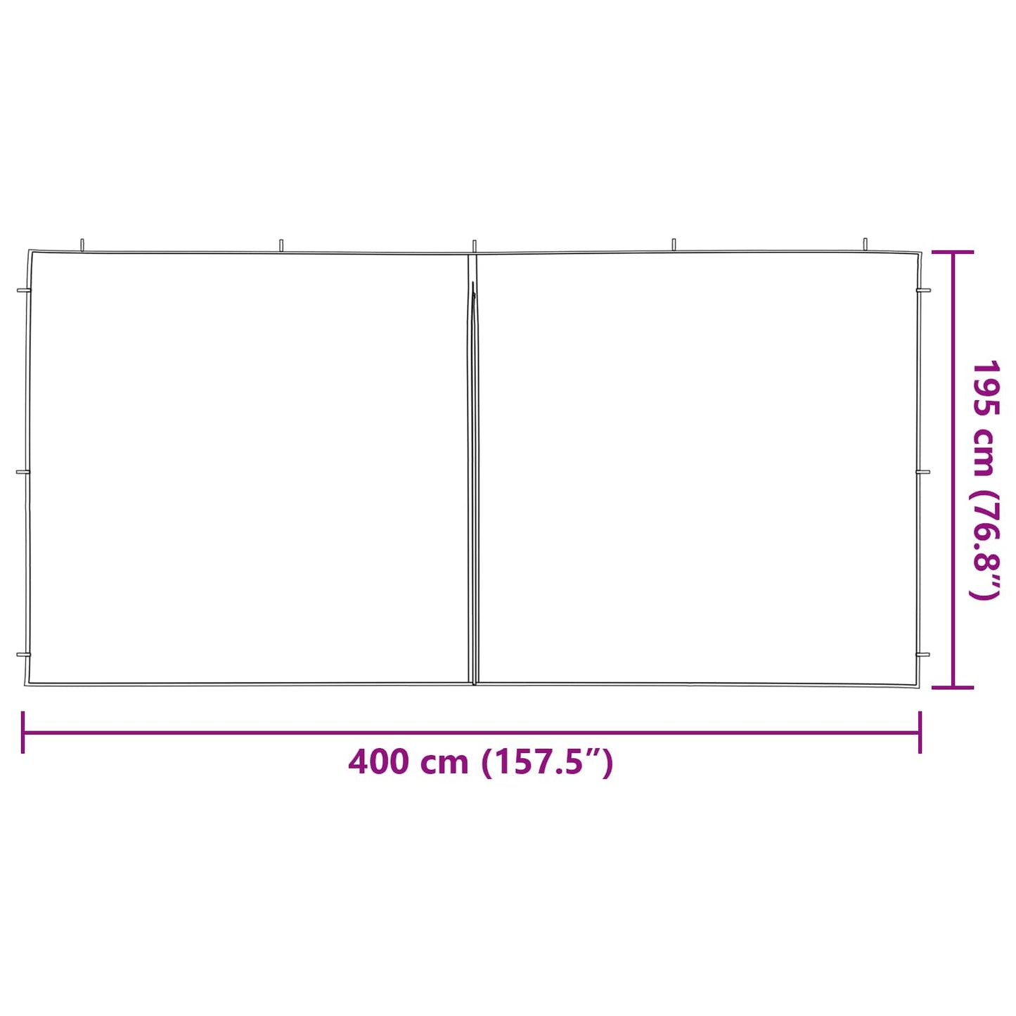 vidaXL Πλευρική Σκηνής Πάρτι 2 pcs Ανοιχτό γκρι 400 x 195 εκ.