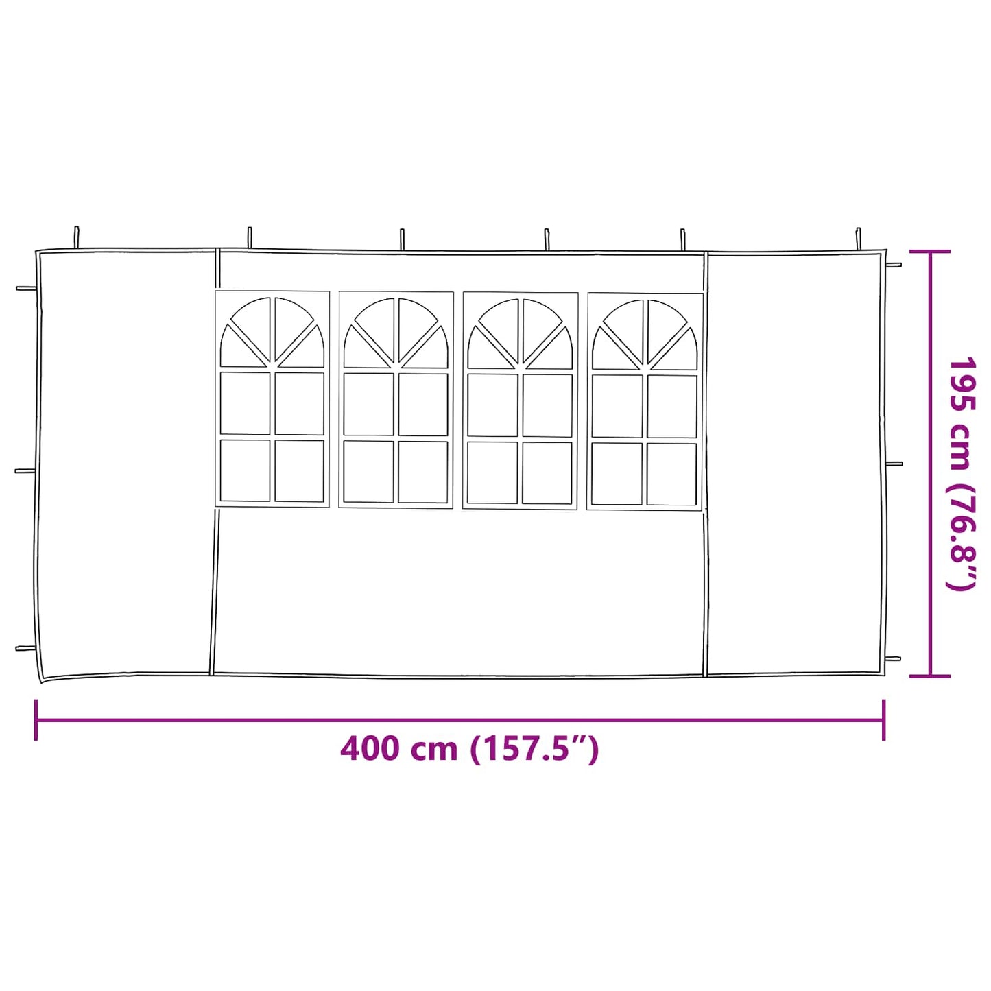 vidaXL Πλευρική Σκηνής Πάρτι 2 τεμ. 400 x 195 εκ. Ανοιχτό γκρι