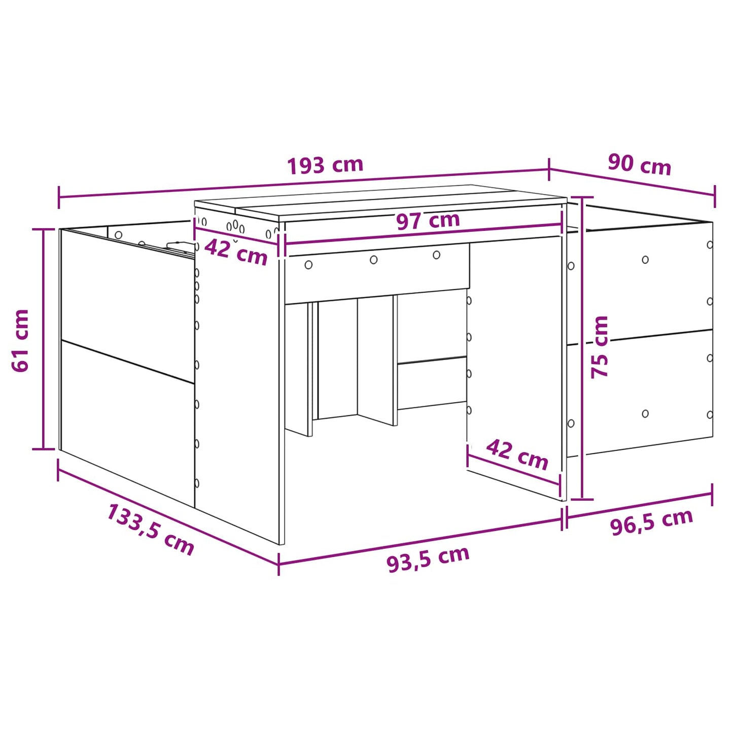 vidaXL Κρεβάτι Υψηλής Θέσης για Παιδιά με Γραφείο Artisan Δρυς