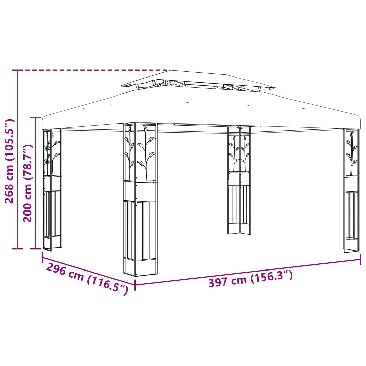 vidaXL Κιόσκι 3,97 x 2,96 x 2,68 μ Πράσινο Πολυεστέρας και Χάλυβας
