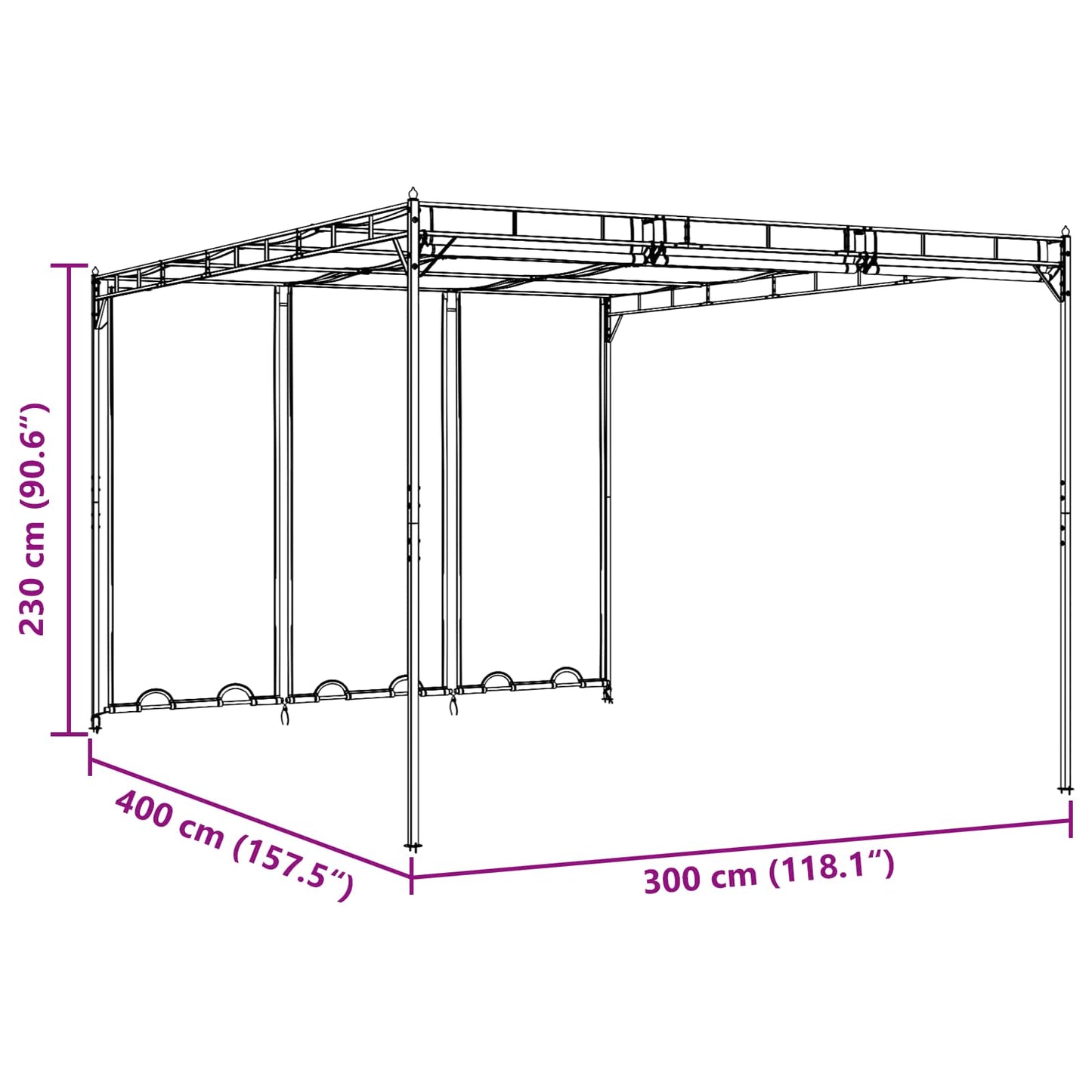 vidaXL Κιόσκι 4 x 3 x 2,3 μ Πράσινο Πολυεστέρας και Χάλυβας