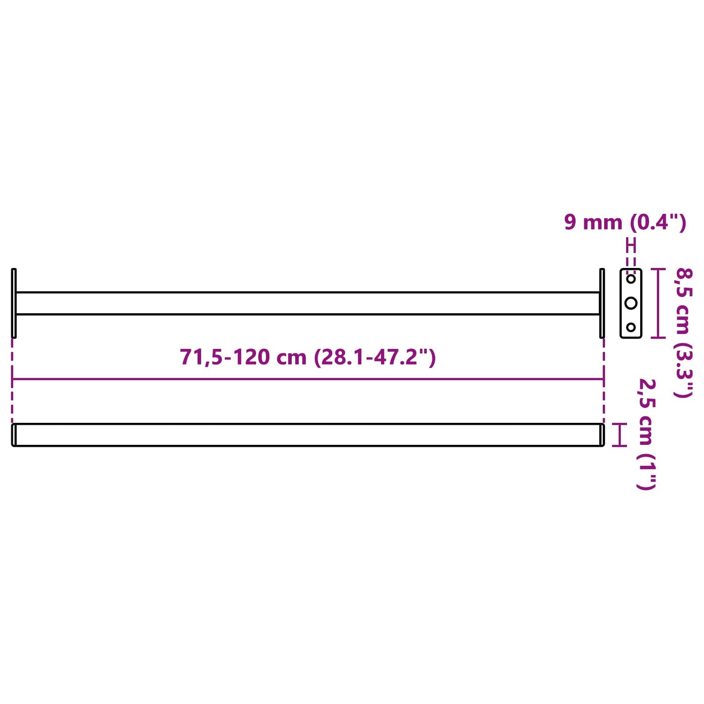 vidaXL Ρυθμιζόμενη Μπάρα Ασφαλείας Παραθύρου 6 pcs Μαύρο Ατσάλι
