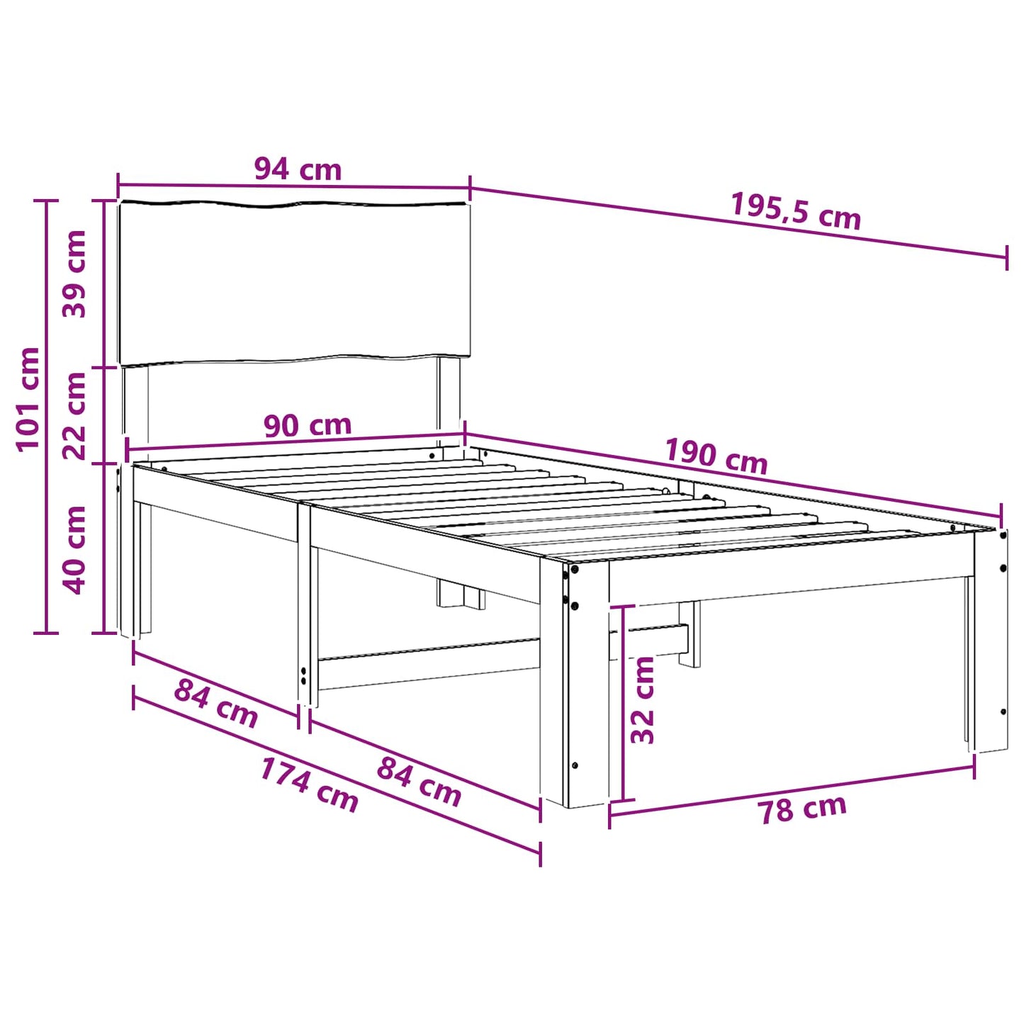 vidaXL Μονό Κρεβάτι με Κεφαλάρι ROSTOCK Φυσικό 90 x 190 cm