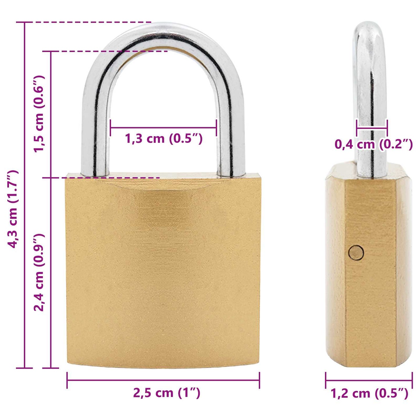 vidaXL Κλειδαριά U με Κλειδιά 12 pcs Ορείχαλκος Σίδερο