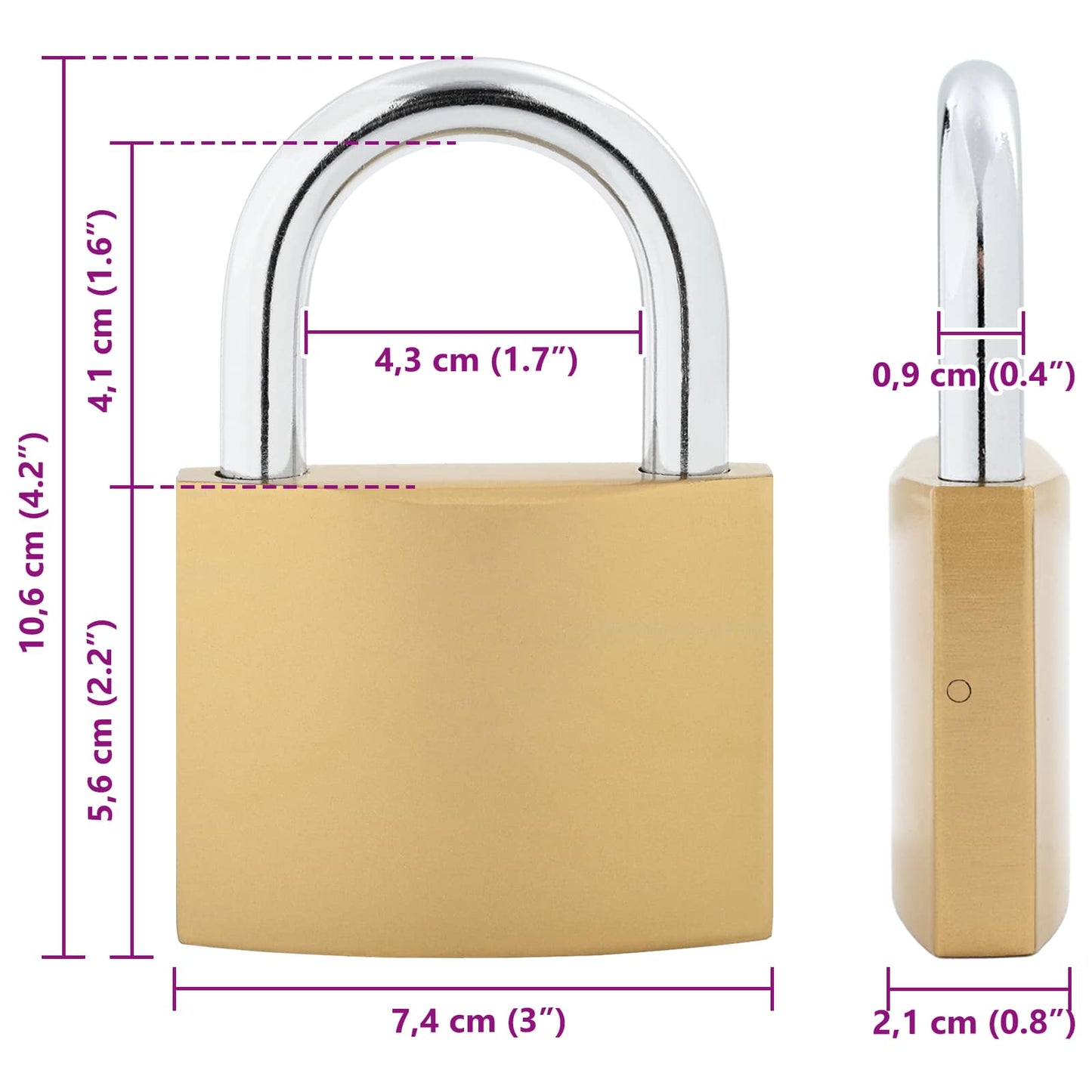 vidaXL Κλειδαριά U με Κλειδιά 50 pcs Ορείχαλκος Σίδερο