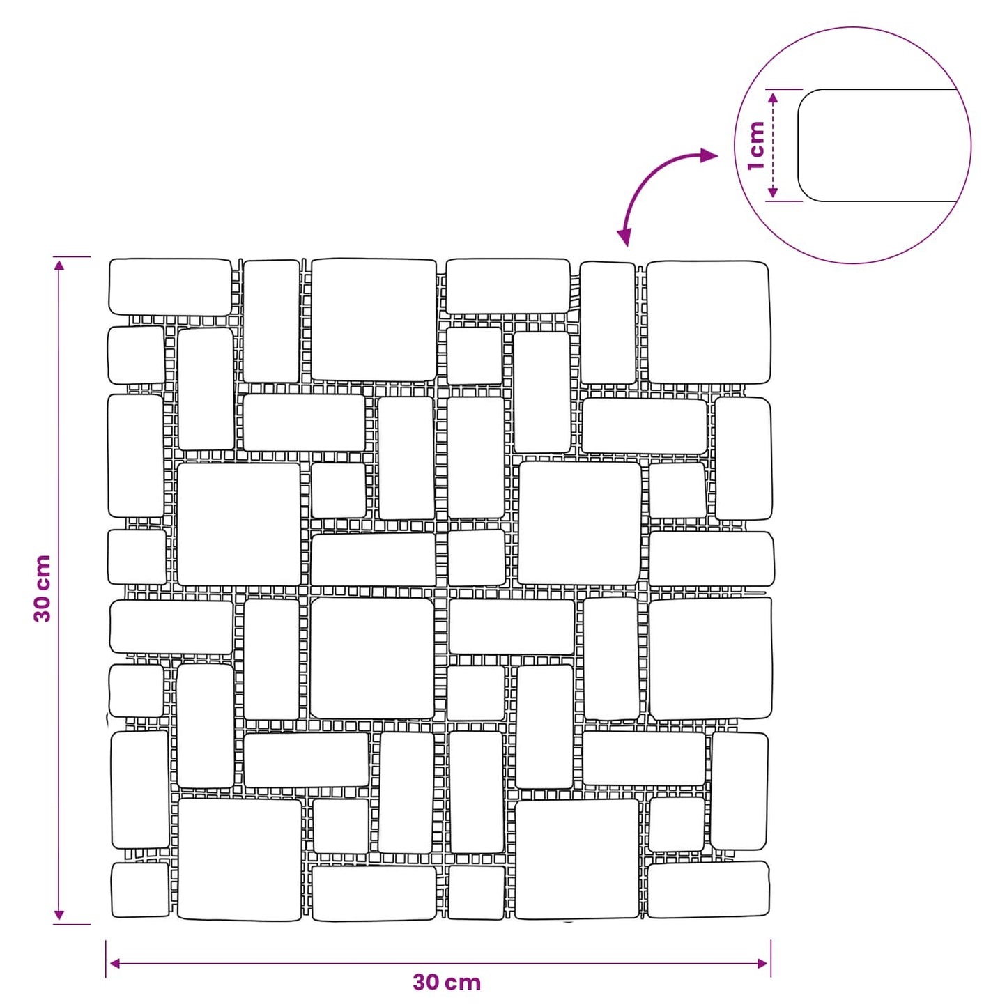 vidaXL Πλακίδια Μωσαϊκού Κρεμ 30 x 30 cm Μάρμαρο