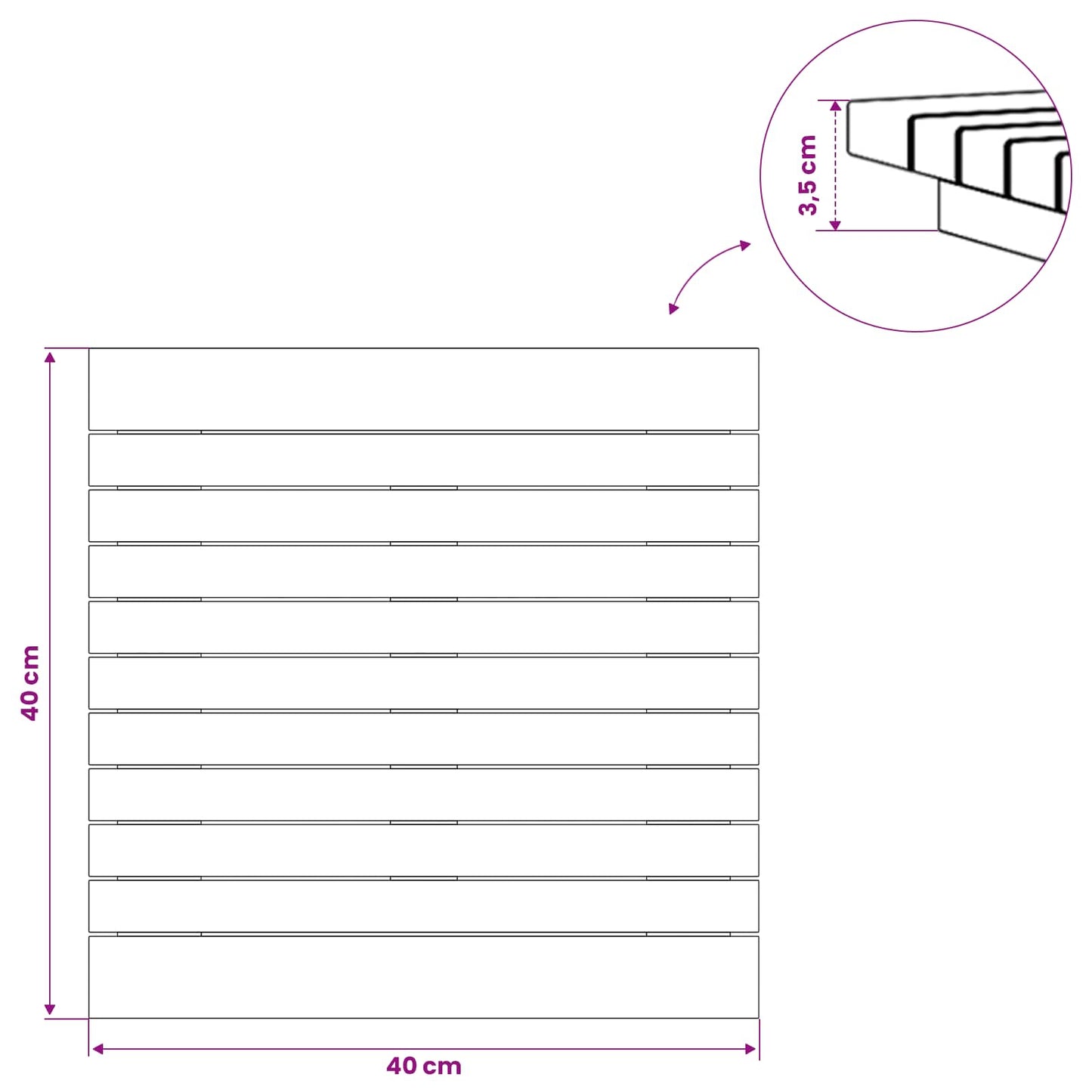 vidaXL Καπάκι τραπεζιού 40 x 40 x 3,5 εκ τετράγωνο Στερεό Ξύλο Τίκ