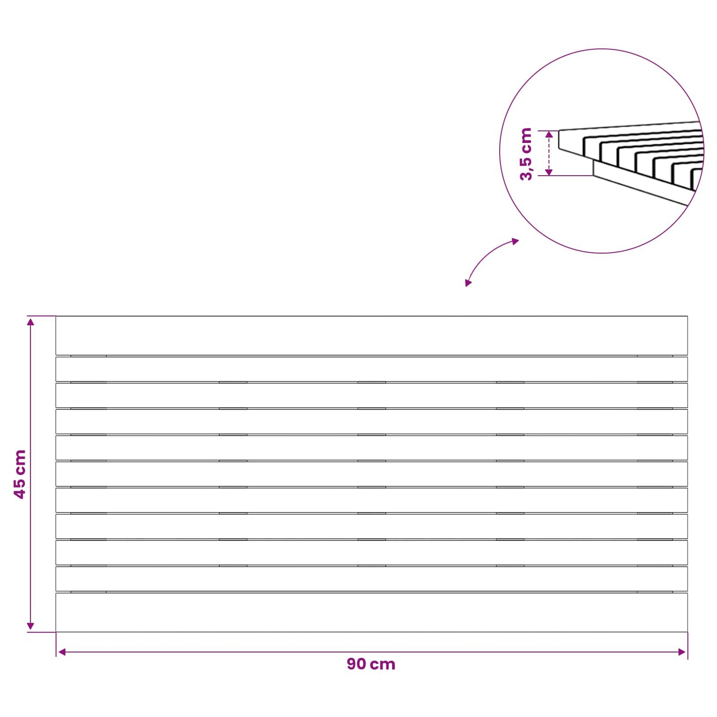 vidaXL Καπάκι τραπεζιού 90 x 45 x 3,5 εκ. Ορθογώνιος Στερεό Ξύλο Τίκ