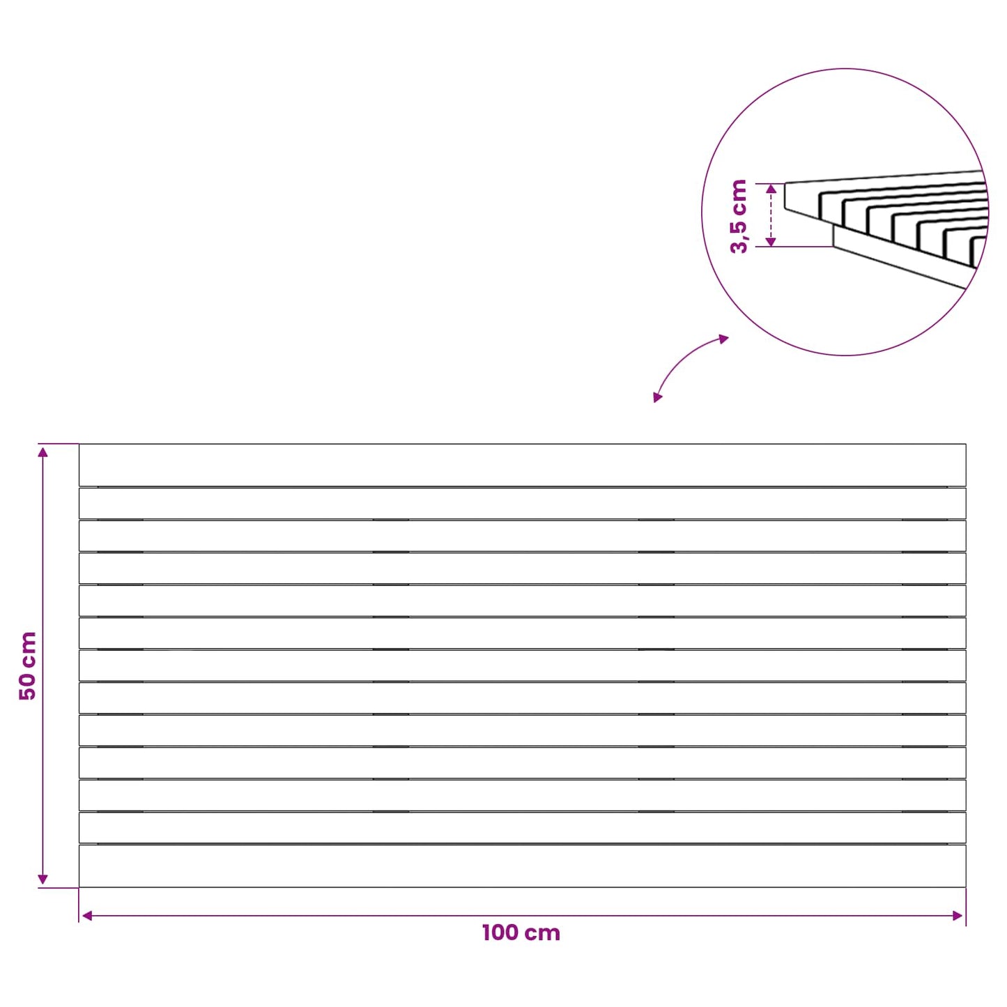 vidaXL Καπάκι τραπεζιού 100 x 50 x 3,5 εκ. Ορθογώνιος Στερεό Ξύλο Τίκ