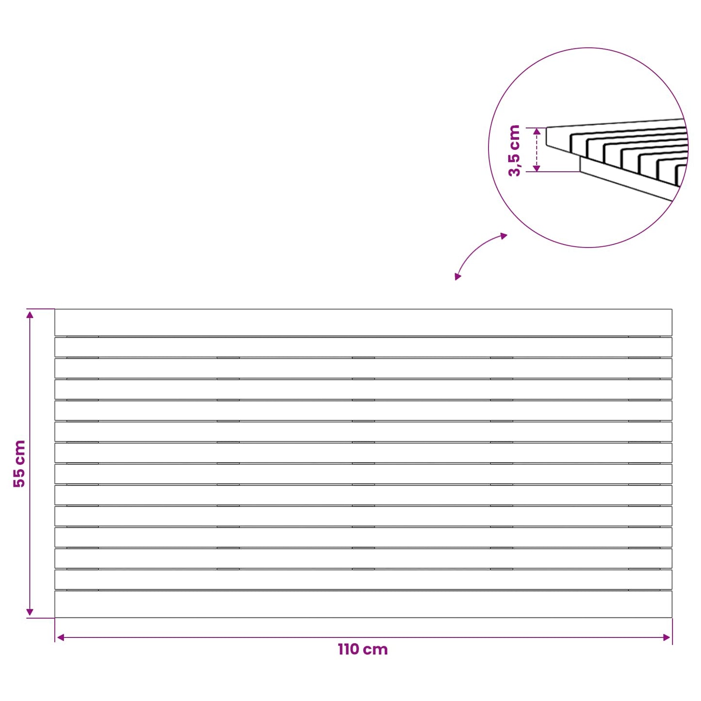 vidaXL Καπάκι τραπεζιού 110 x 55 x 3,5 εκ. Ορθογώνιος Στερεό Ξύλο Τίκ