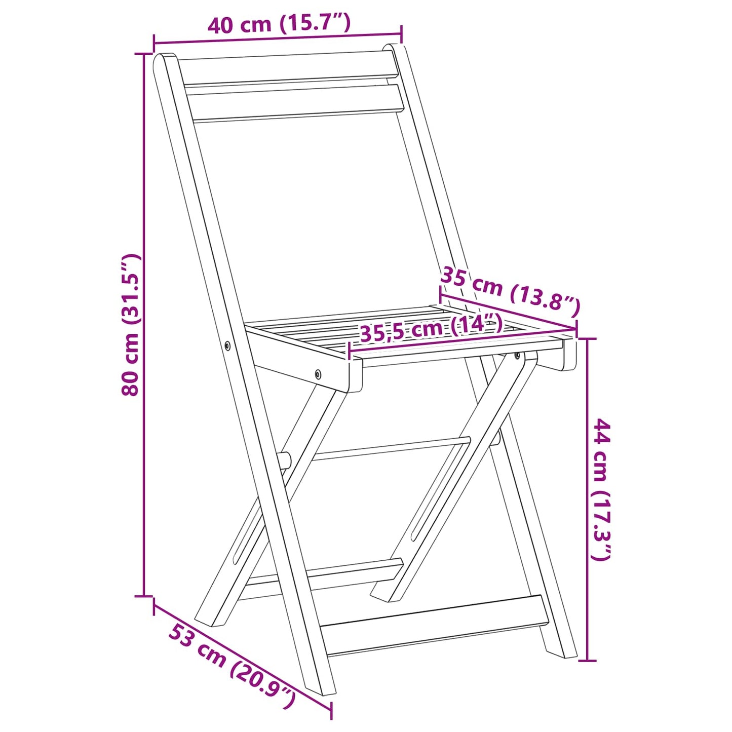 vidaXL Φορητές καρέκλες κήπου 6 pcs Φυσικό 40 x 53 x 80 εκ