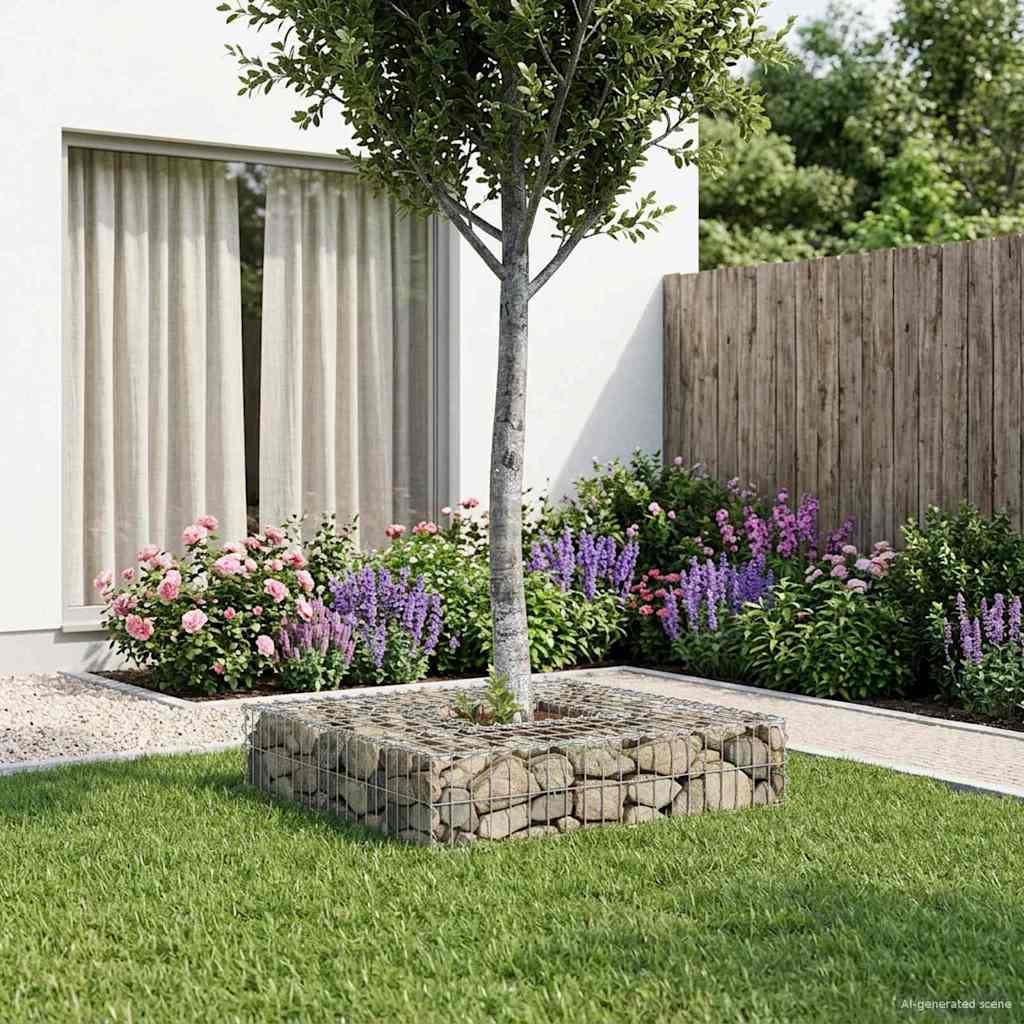 vidaXL Ανασηκωμένο κρεβάτι gabion 100 x 100 x 20 cm Ασημί