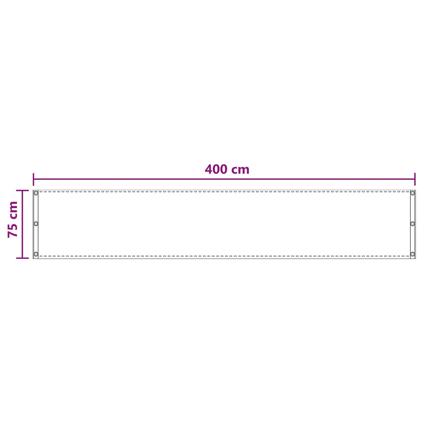 vidaXL Οθόνη Μπαλκονιού Ορθογώνιος 75 x 400 cm HDPE και Αλουμίνιο