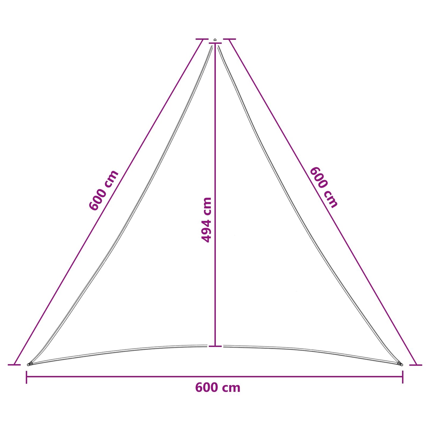 vidaXL Ικανότητα Σκίασης 6 x 6 x 6 m HDPE Τριγωνικός