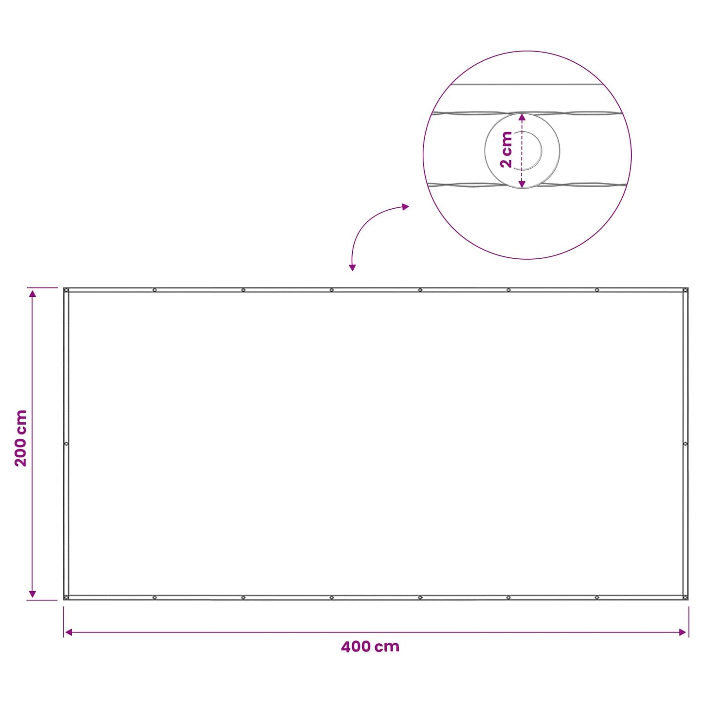 vidaXL Αδιάφανο σκίαστρο μπαλκονιού 200 x 400 cm Polyester