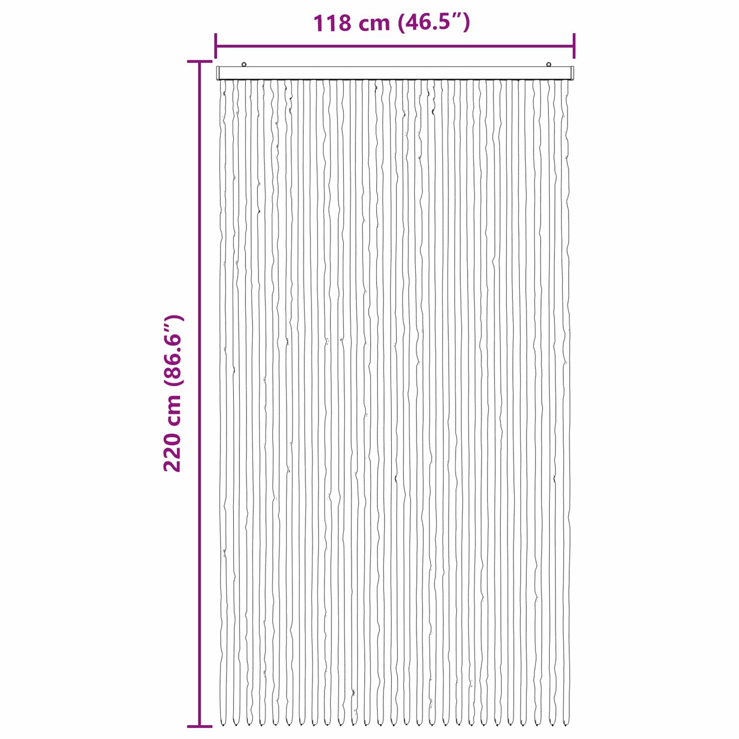 vidaXL Κουρτίνα εντόμων Chenille Γκρι και Μαύρο 118 x 220 cm 100% PP