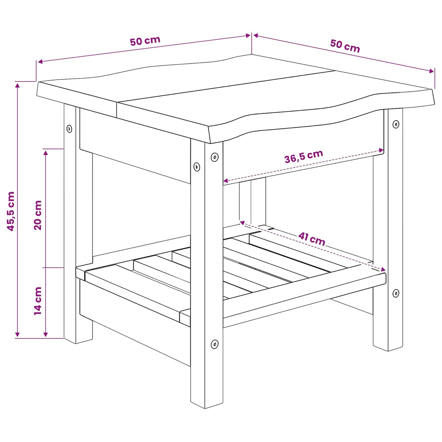 VidaXL Τραπεζάκι Πλευράς με ράφι EKAI Μαύρο 50 x 50 x 45,5 εκ.