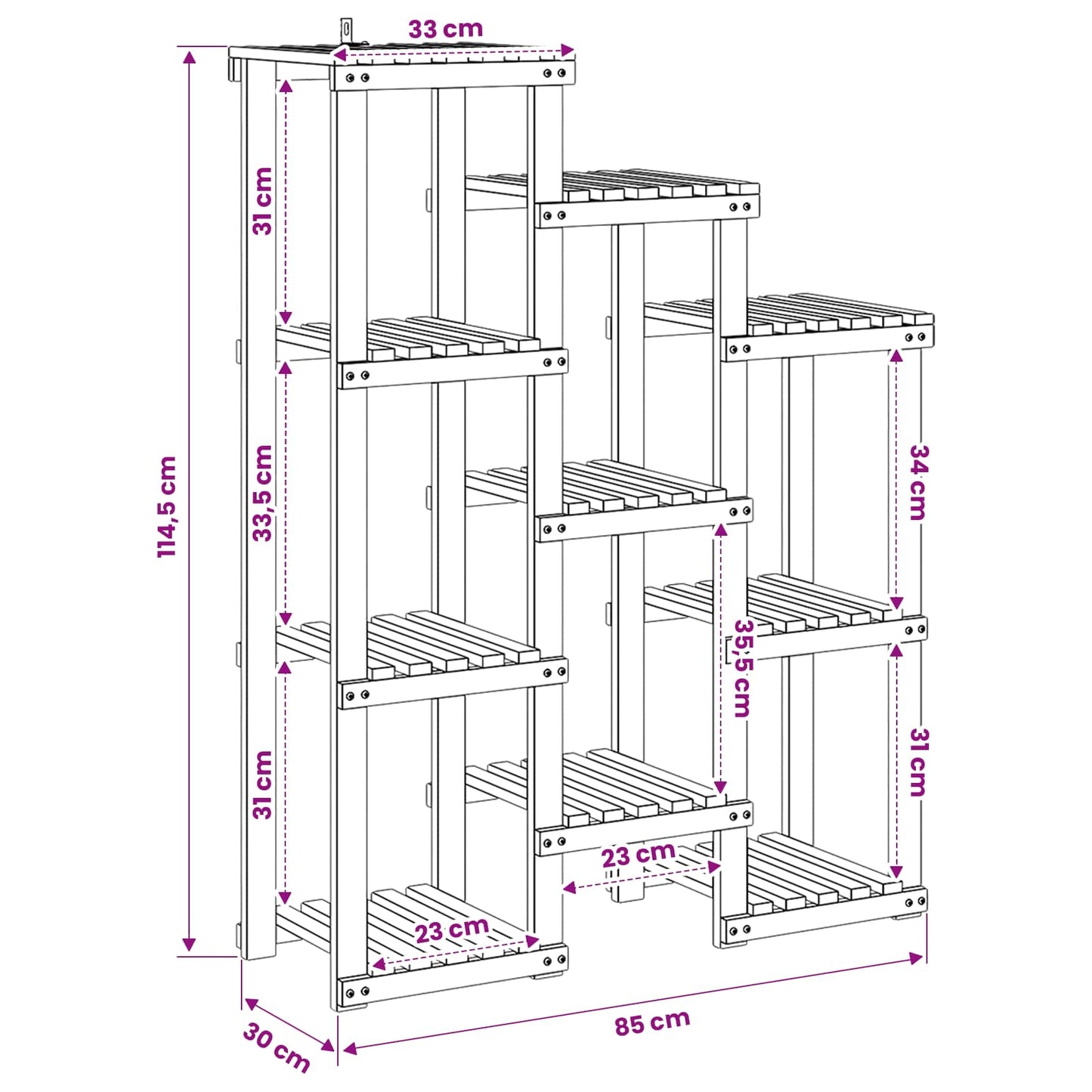 vidaXL Βάση φυτών Λευκό 85 x 30 x 114,5 εκ. Στερεό Ξύλο Ακακίας
