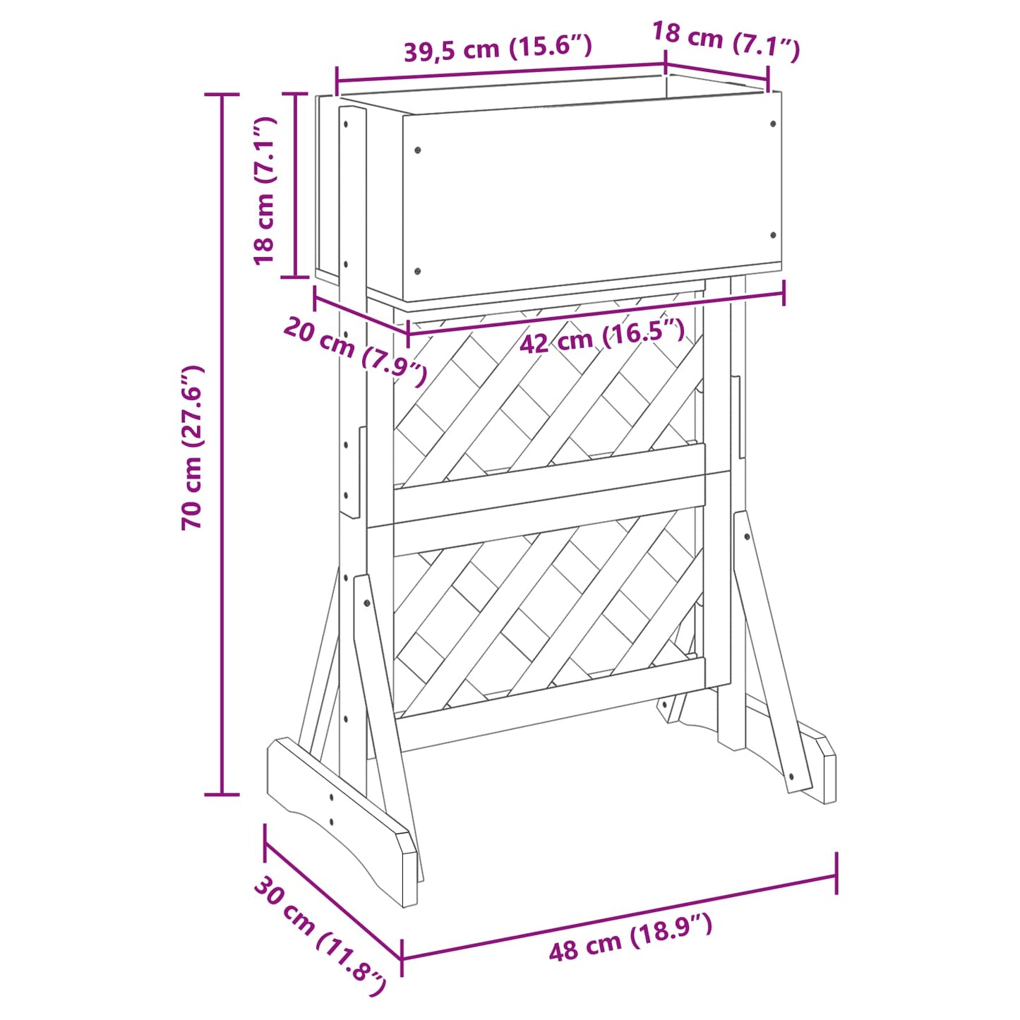 vidaXL Καθέτος κήπος με πέργκολα Πορτοκαλί 48 x 30 x 70,5 εκ