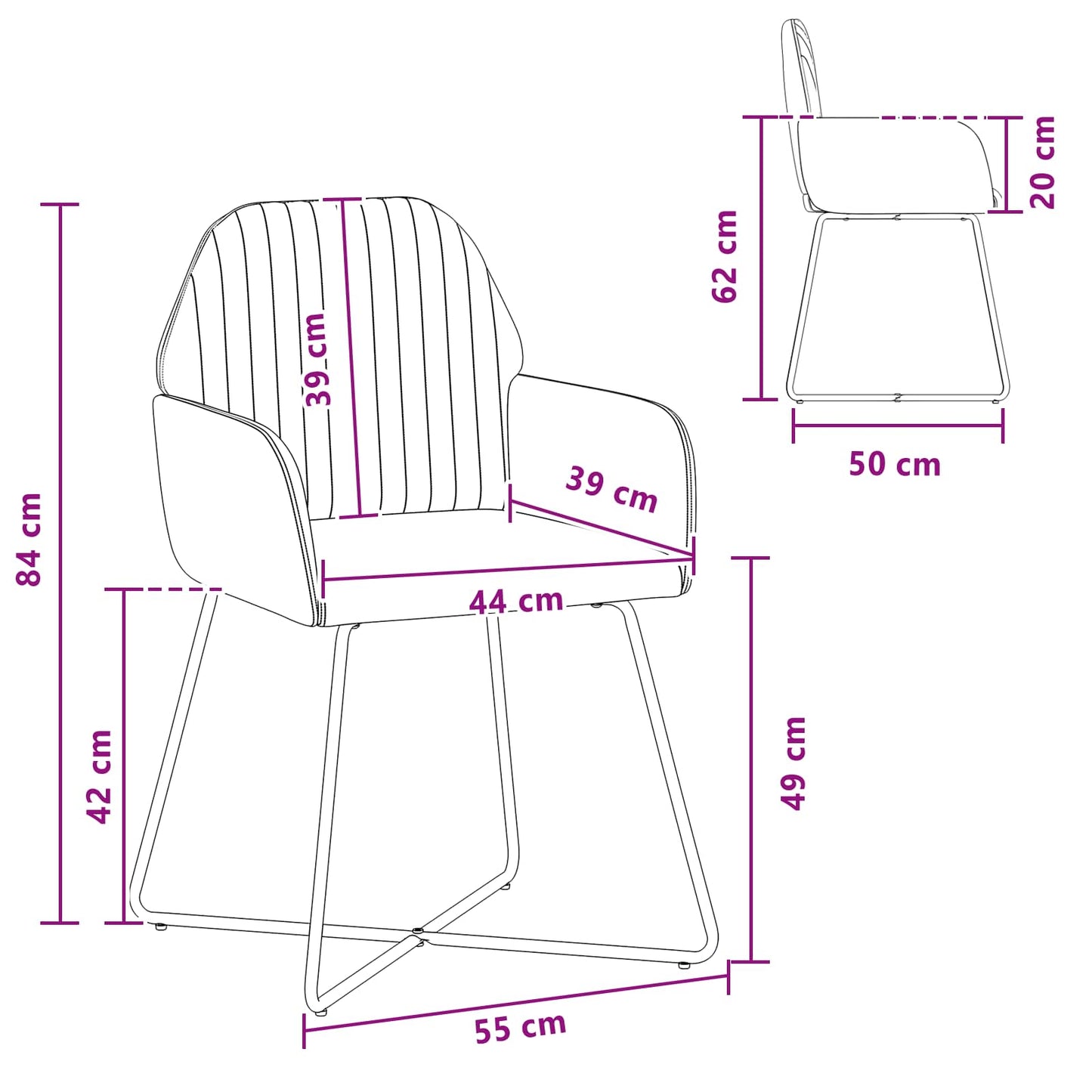 vidaXL Καρέκλες φαγητού 6 pcs Βελούδο Τιρκουάζ 55 x 50 x 84 εκ.