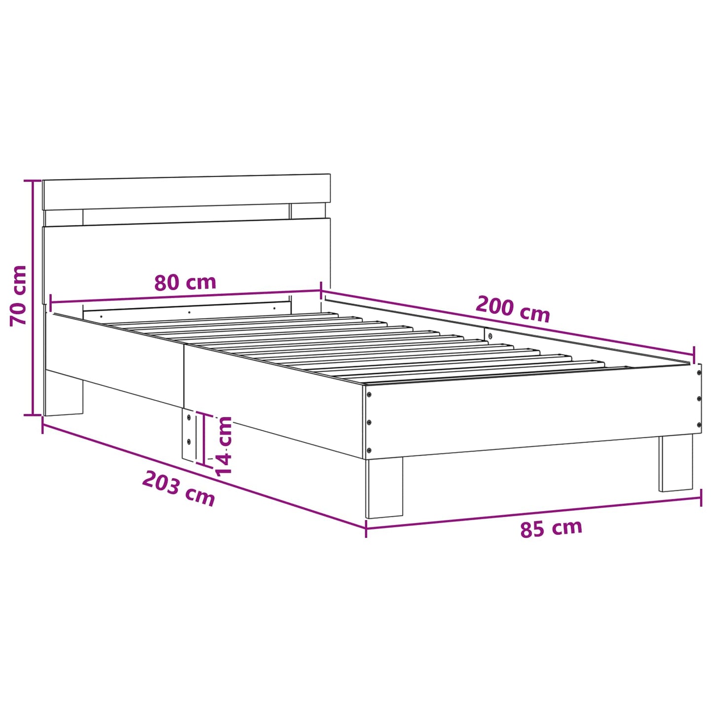 vidaXL Σκελετός Κρεβατιού Γκρι Sonoma 80 x 200 cm Επεξεργασμένο Ξύλο