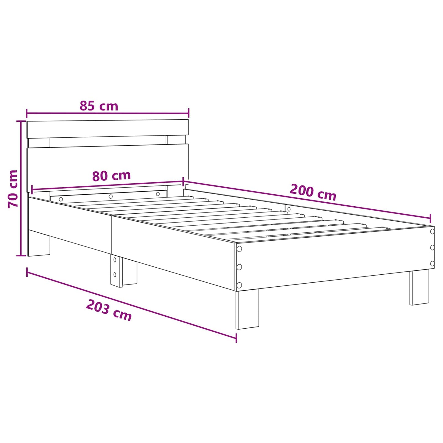 vidaXL Κρεβάτι με Κεφαλάρι Sonoma Δρυς 80 x 200 cm Επεξεργασμένο Ξύλο