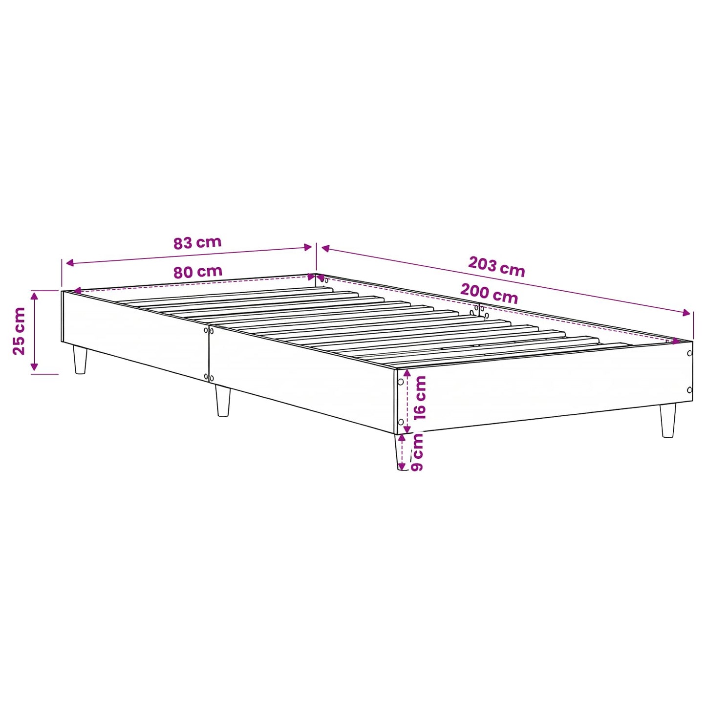 vidaXL Σκελετός Κρεβατιού Artisian Δρυς 80 x 200 cm Επεξεργασμένο Ξύλο