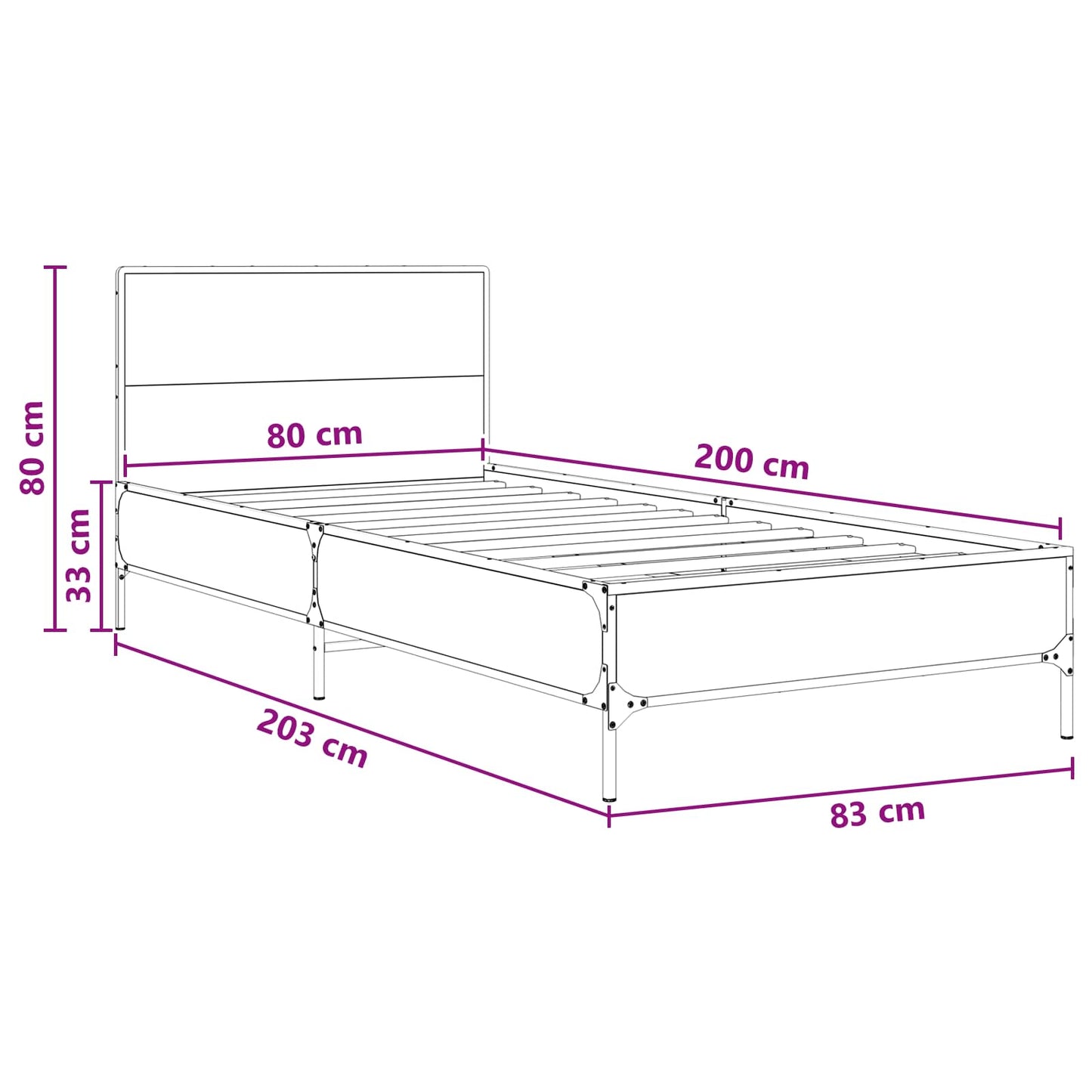 vidaXL Κρεβάτι με Κεφαλάρι Artisian Δρυς 80 x 200 cm