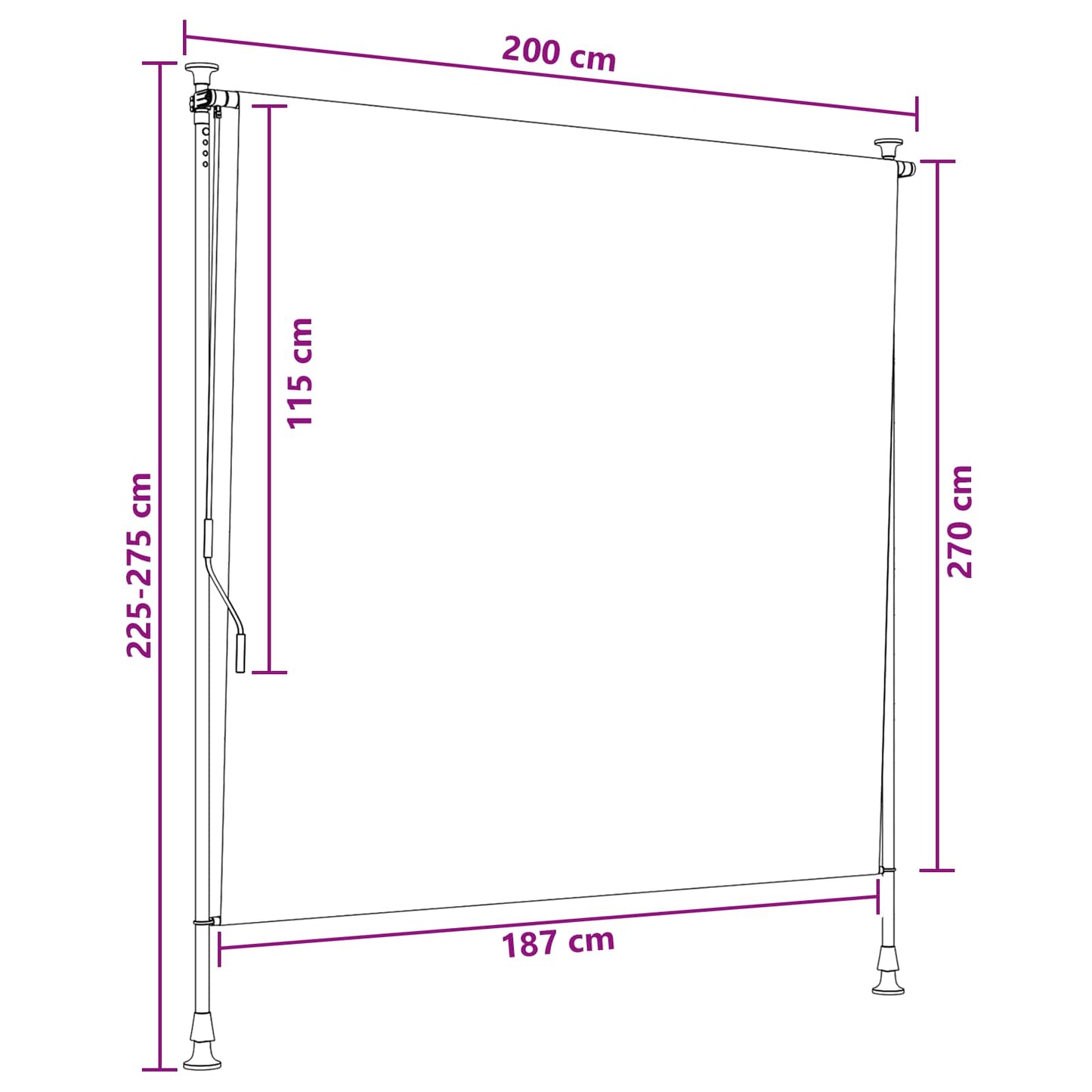 vidaXL Εξωτερικό ρολό Άμμος 200 x 270 cm