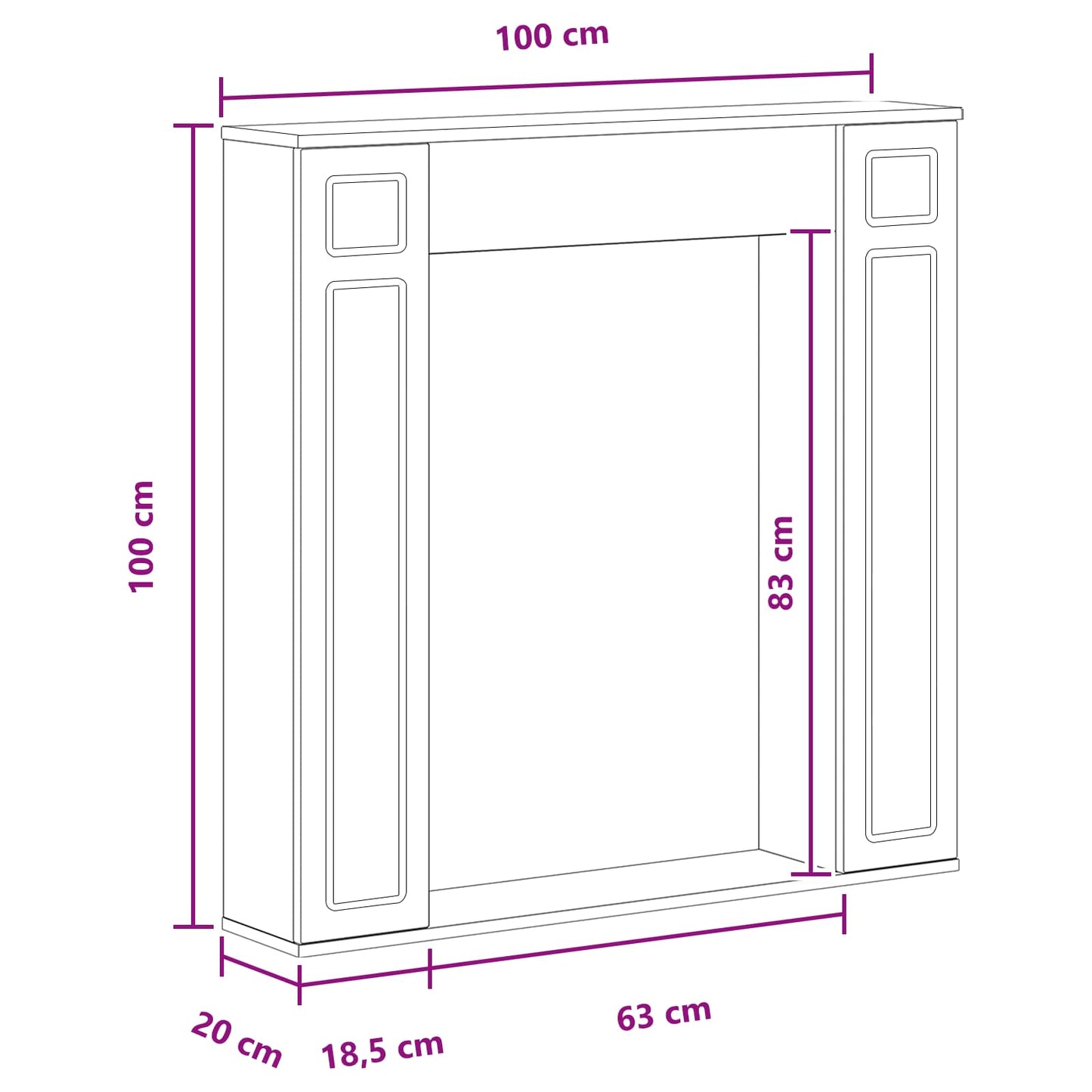 vidaXL Περίβλημα τζακιού Artisan Δρυς 100 x 20 x 100 cm