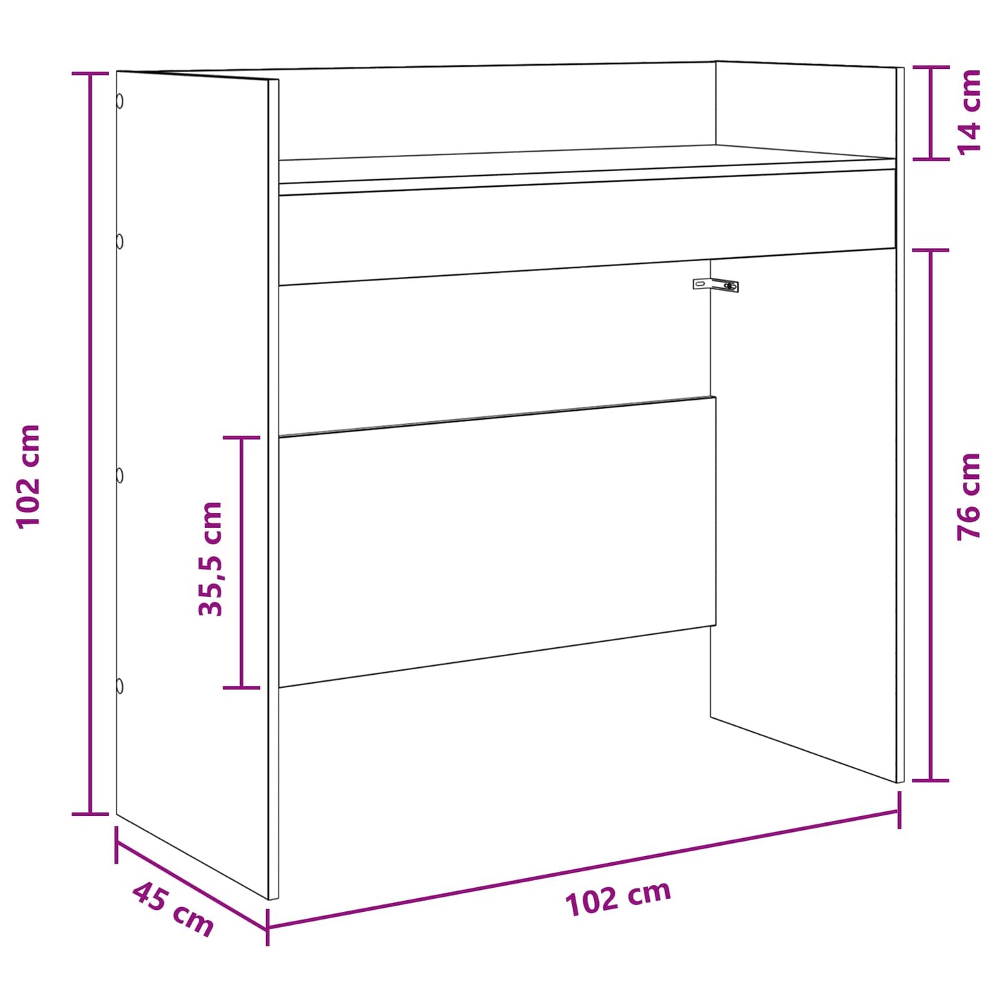 vidaXL Πίνακας DJ Μαύρη Δρυς 102 x 45 x 102 εκ. Επεξεργασμένο Ξύλο