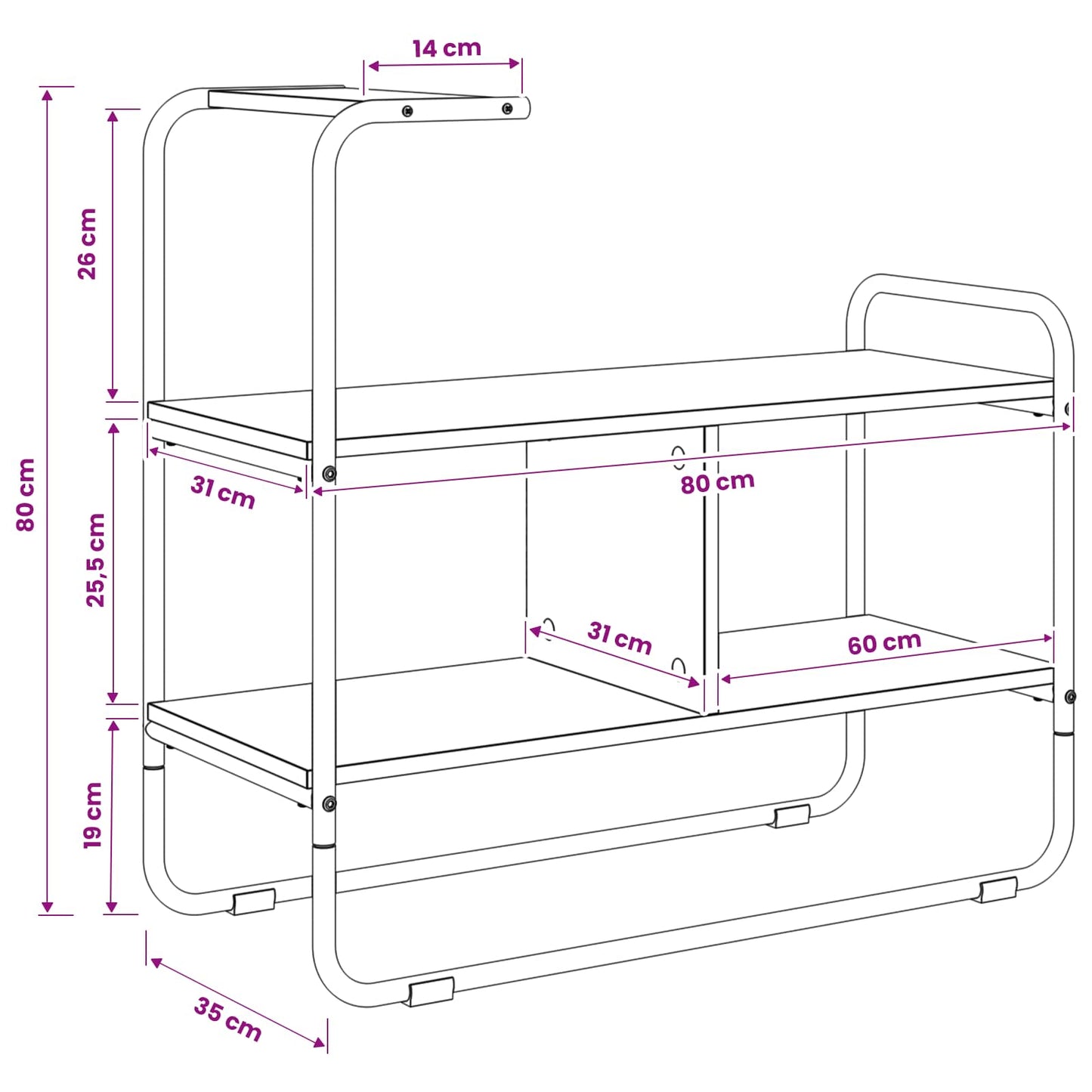 vidaXL Τραπέζι κονσόλας Sonoma Δρυς 80 x 35 x 75 cm Επεξεργασμένο Ξύλο