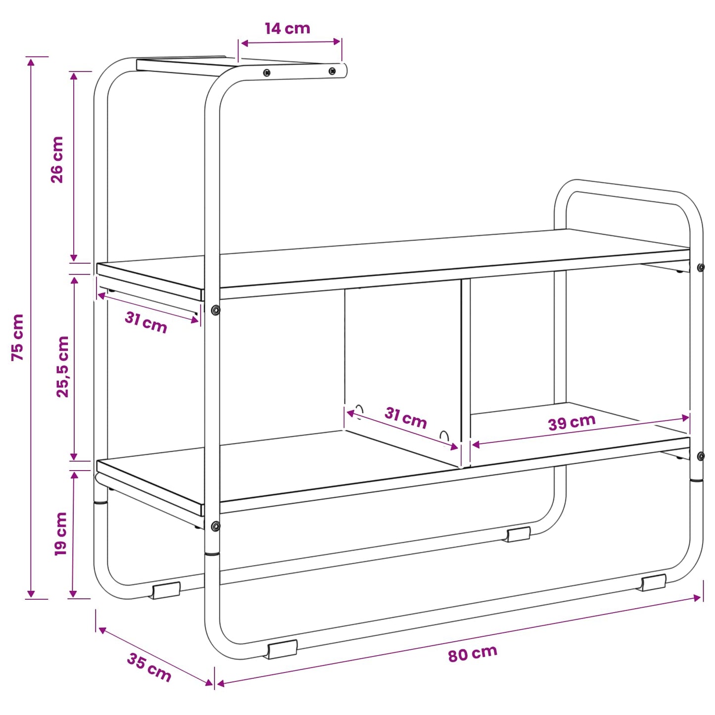 vidaXL Τραπέζι κονσόλας Γκρι Sonoma 80 x 35 x 75 cm Επεξεργασμένο Ξύλο