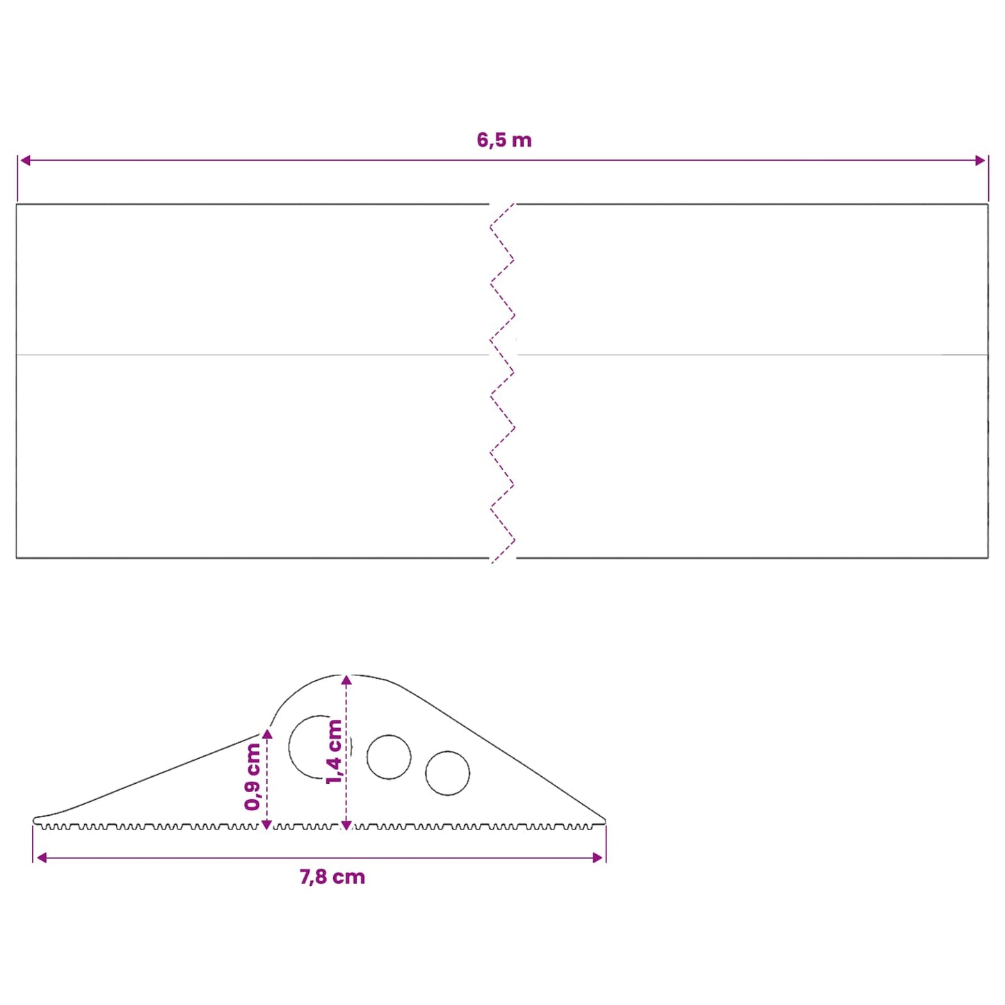 vidaXL Σφραγίδα Δαπέδου Γκαράζ 78 x 14 χιλ. 6,5 μ. EPDM Καουτσούκ